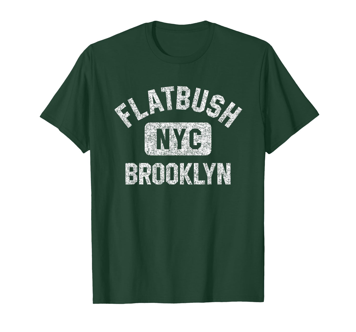 Flatbush Brooklyn NYC Gym Style Distressed White Print T-Shirt