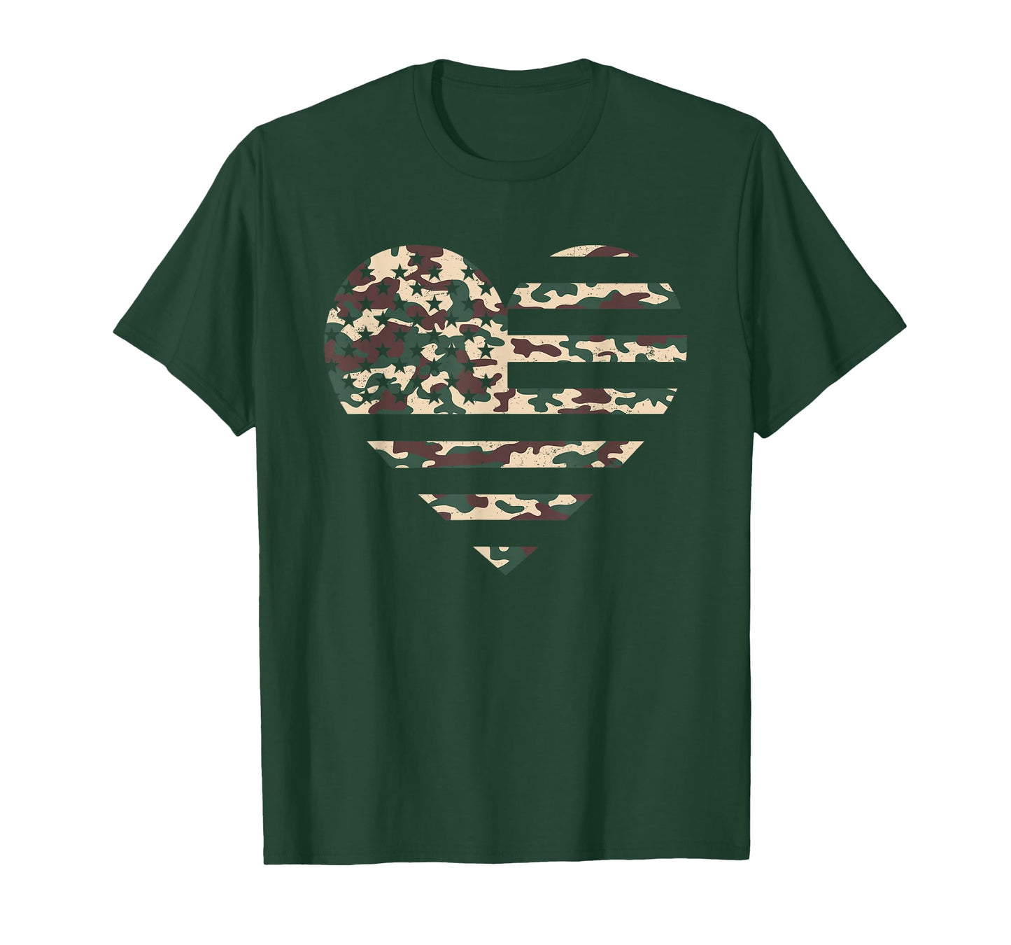 Camo American Flag Heart Camouflage Patriotic Veterans Day T-Shirt