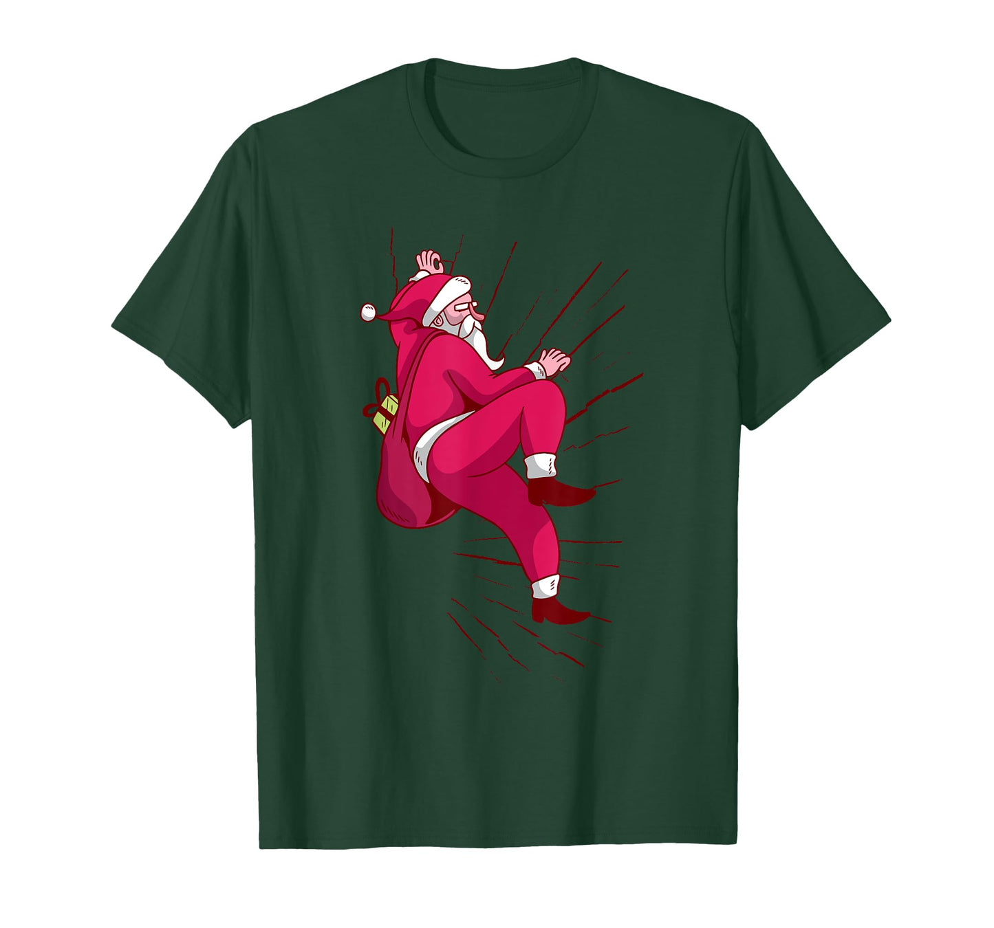 Santa Rock Climbing Christmas Gift T-Shirt