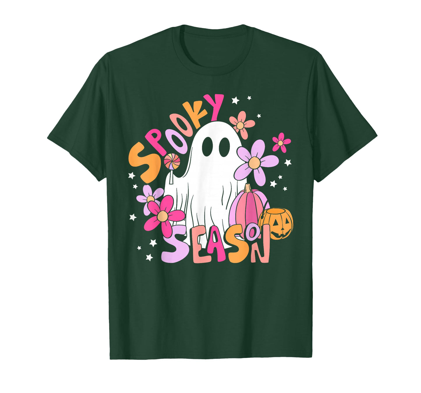 Spooky Season Happy Halloween Retro Ghost Spooky Women Girls T-Shirt