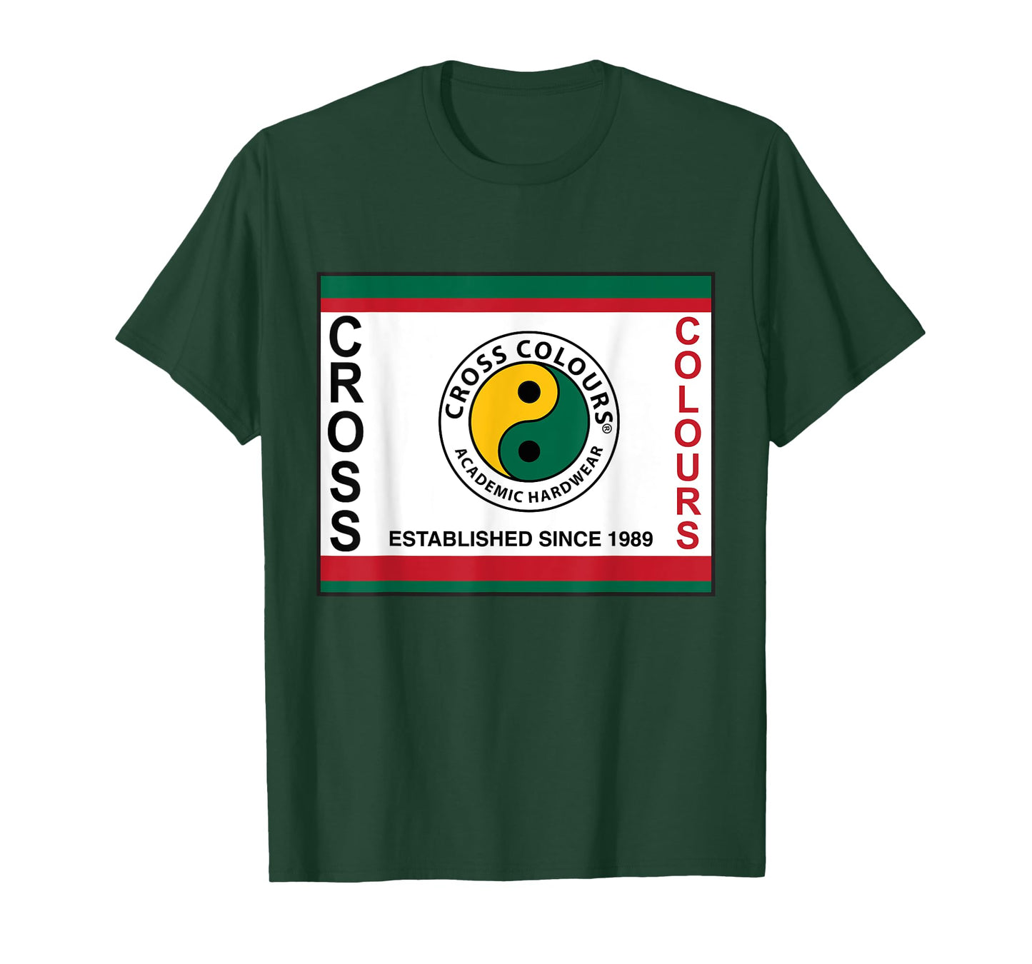 CROSS COLOURS Yin Yang Label Logo Retro Graphic 1990's Urban Vintage Unisex Adult T-Shirt