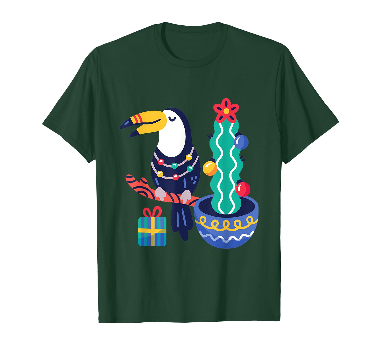 Ugly Christmas Toucan Bird Tropical Merry Xmas Cactus Cute T-Shirt