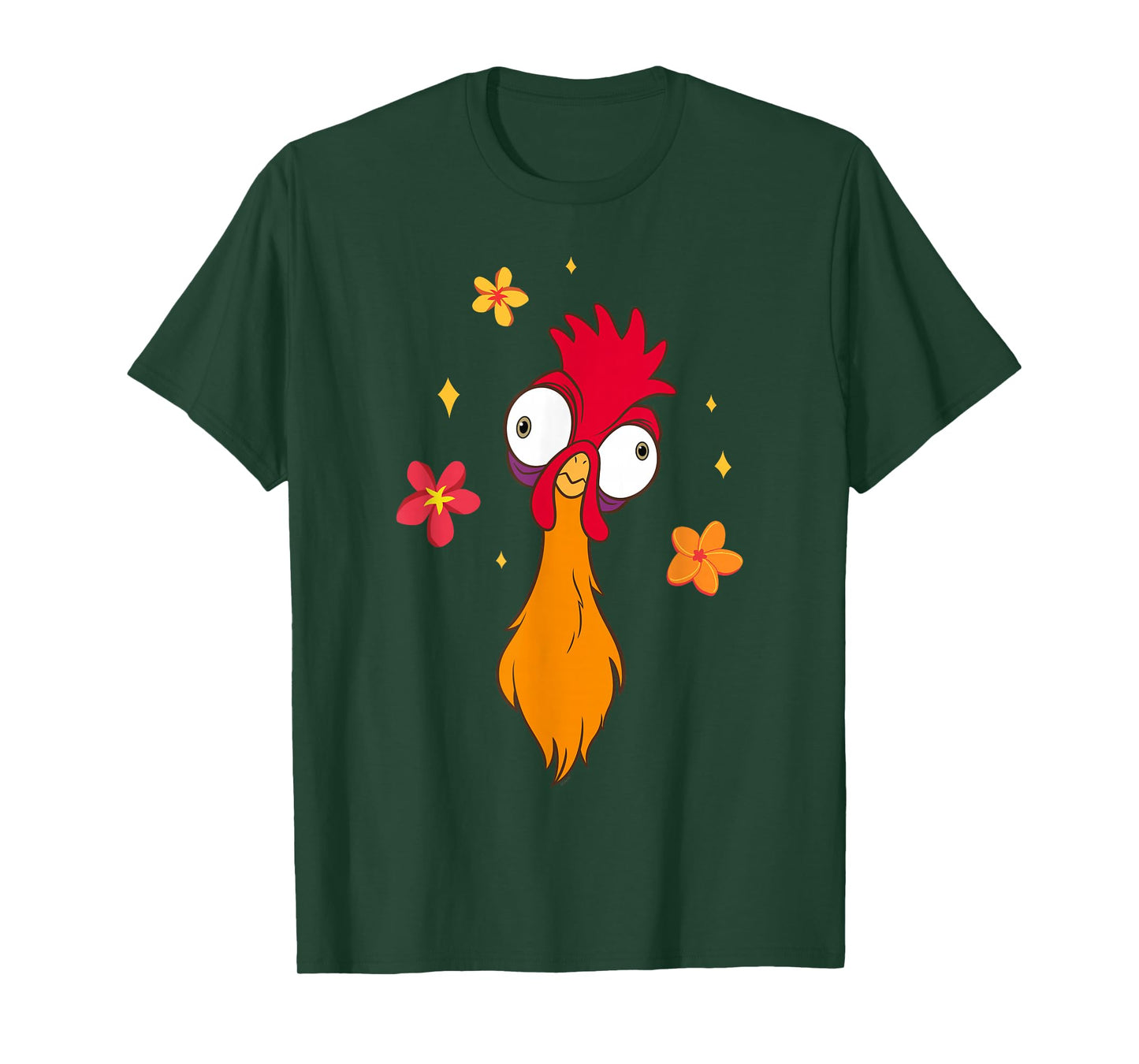 Disney Moana 2 Big Face Heihei Tropical Flowers Costume T-Shirt