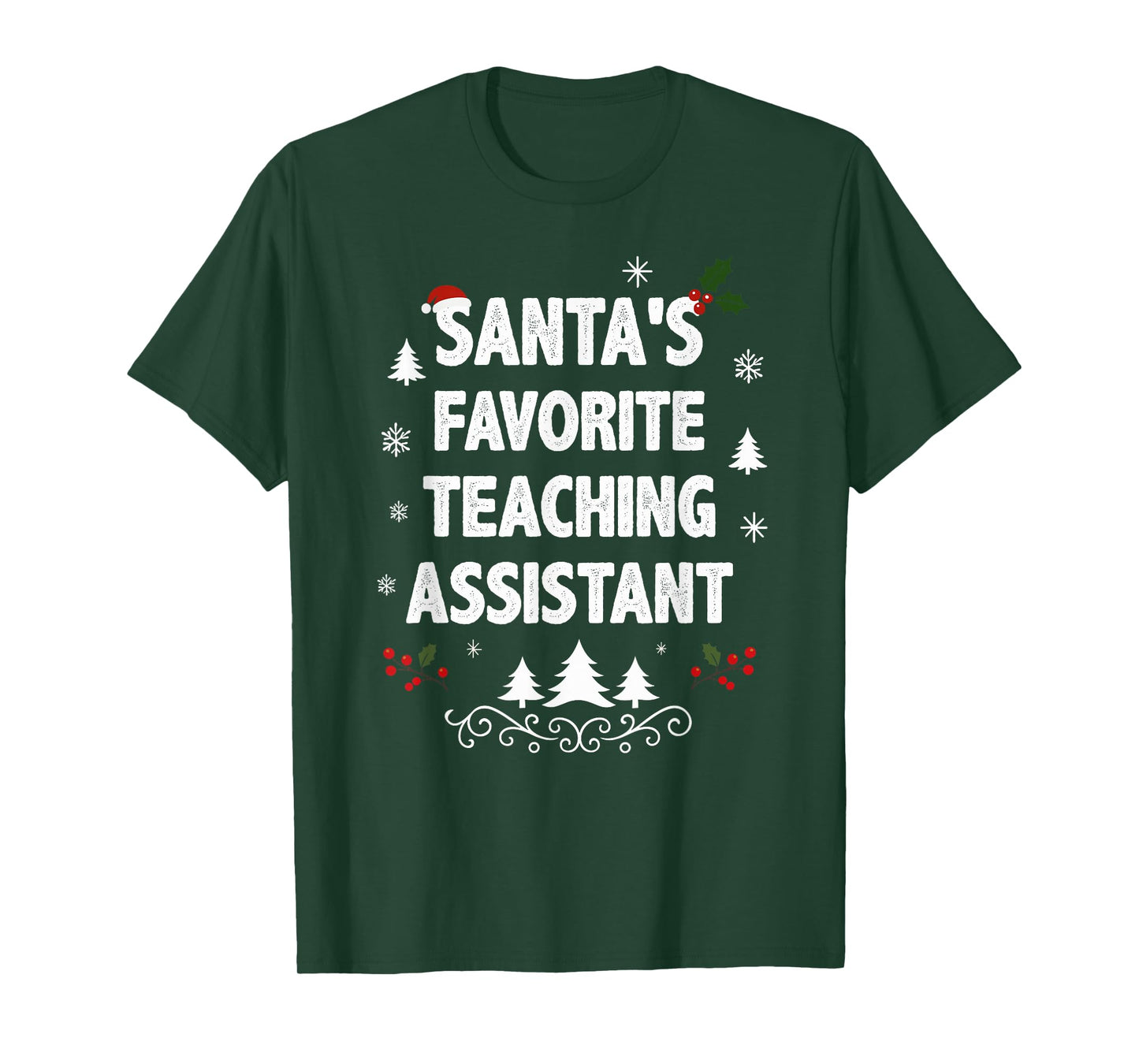 Santa's Favorite Teaching Assistant Funny Christmas Pajamas T-Shirt
