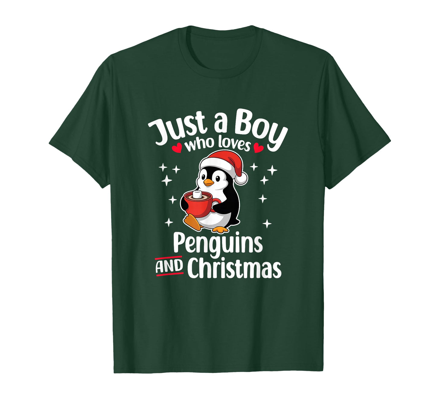 Just a Boy Who Loves Penguins Cocoa Xmas T-Shirt