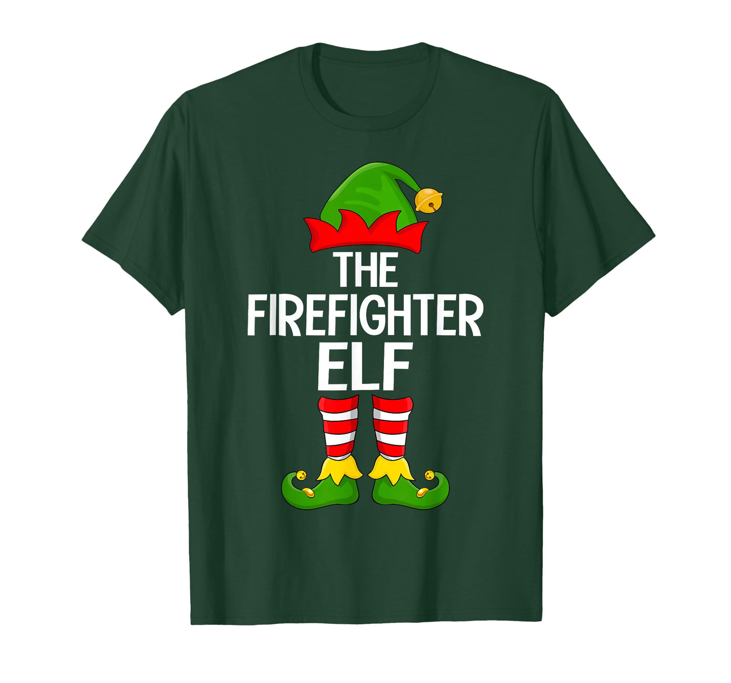 Firefighter Elf Xmas Matching Family Elf Squad Christmas T-Shirt