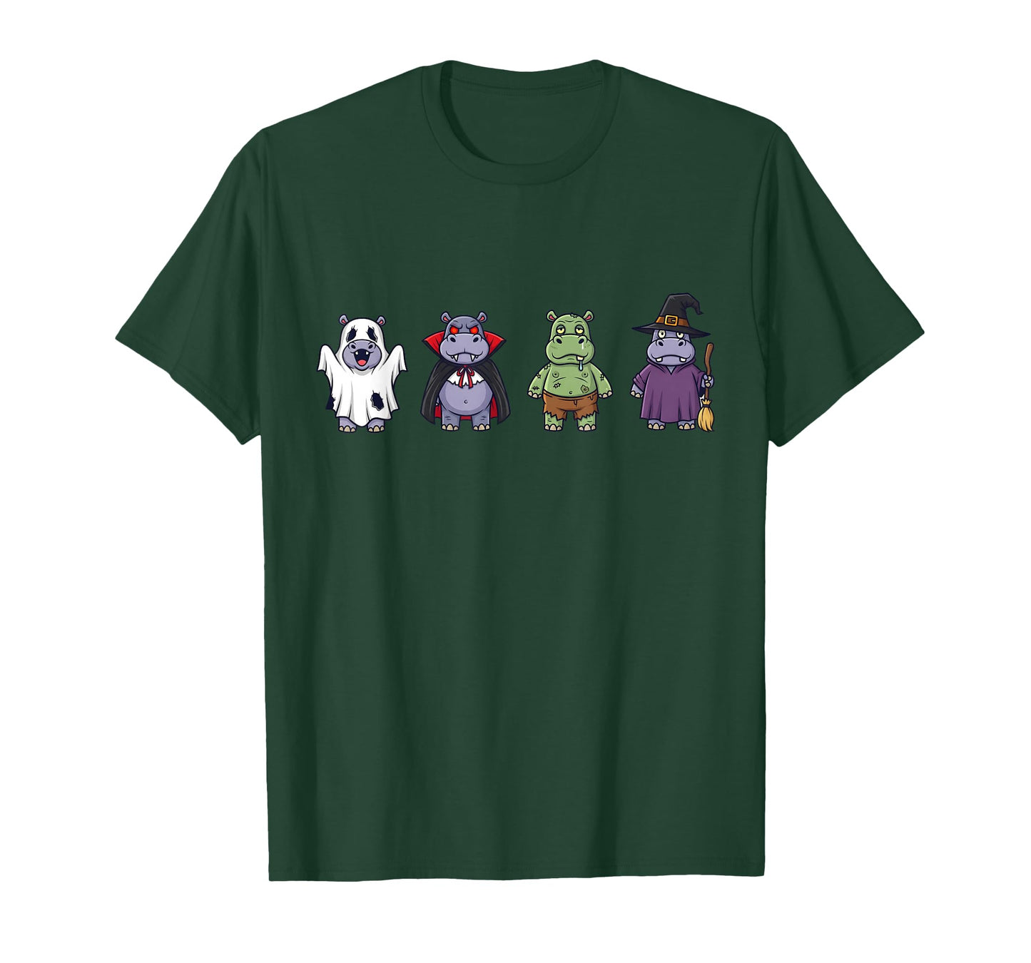 Funny Hippo Ghost Witch Zombie Halloween Costume Boys Girls T-Shirt