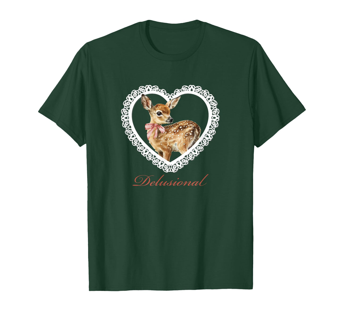 Delusional Baby Deer Vintage Lace Valentine Heart T-Shirt