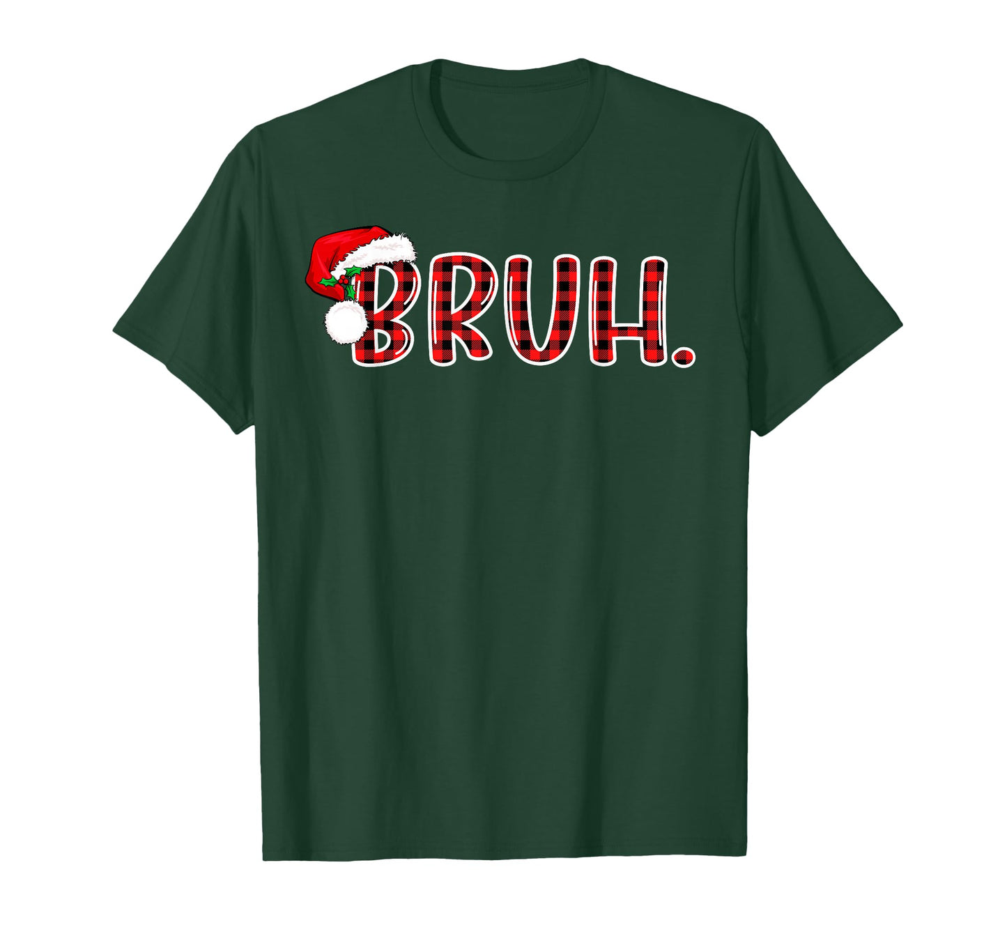 Bruh Funny Christmas Plaid Teens Boys Kids Xmas Pajamas T-Shirt