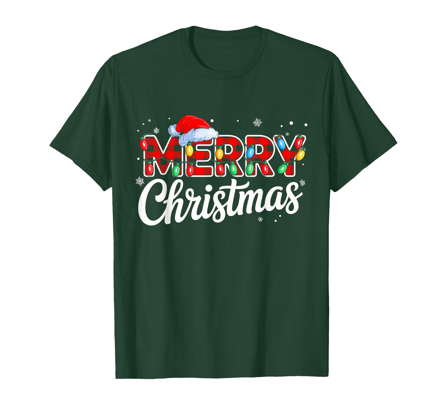 Merry Christmas Buffalo Plaid Red Santa Family Xmas Pajamas T-Shirt