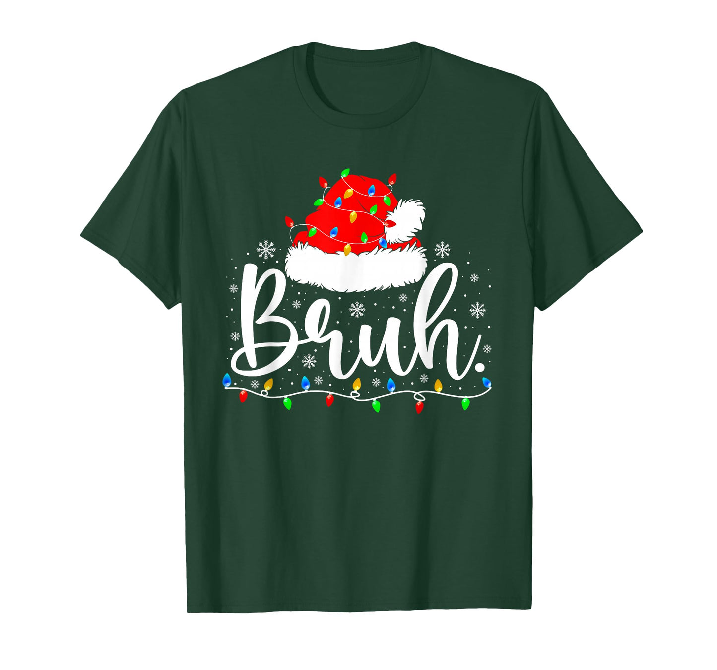Bruh Funny Christmas Santa Hat Teens Kids Xmas Pajamas T-Shirt