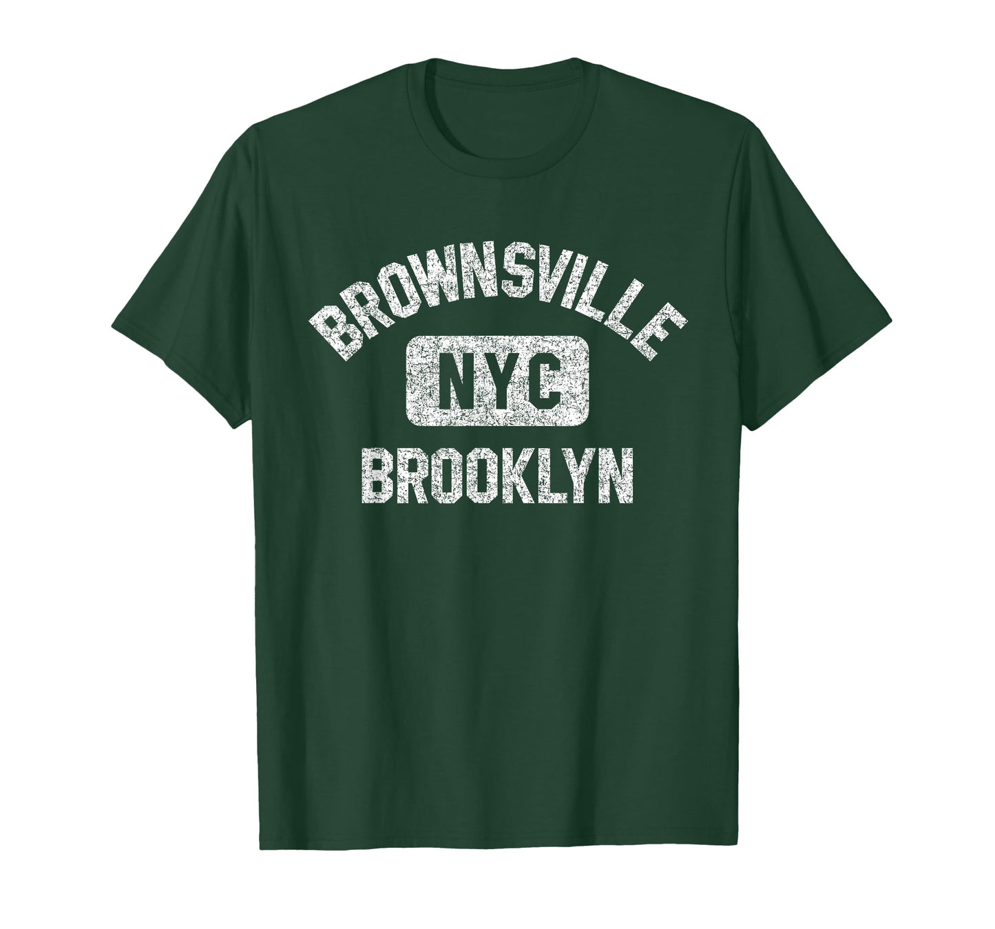 Brownsville Brooklyn Gym Style Distressed White Print T-Shirt