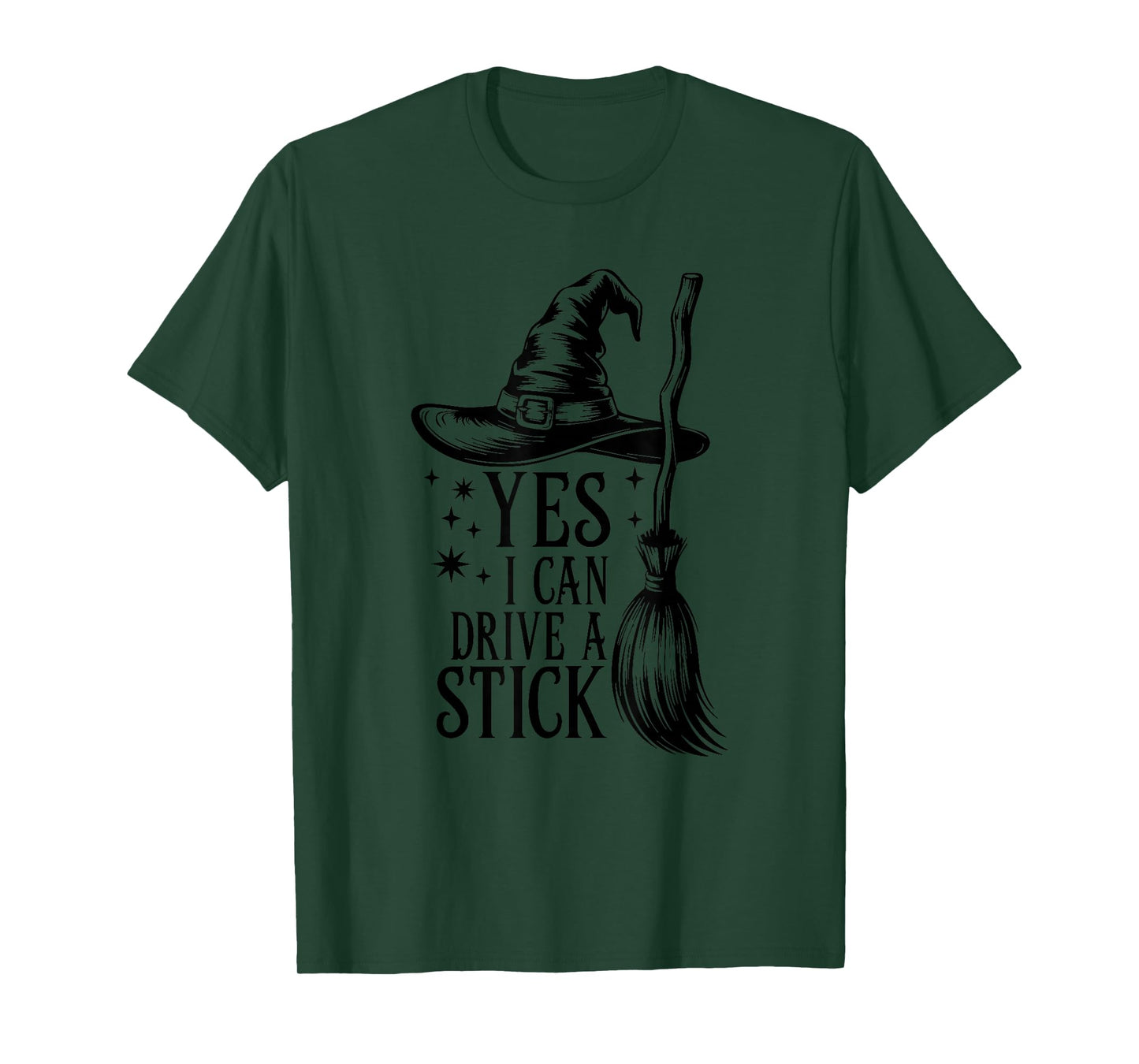 Yes I Can Drive A Stick, Funny Halloween Spooky Witch T-Shirt