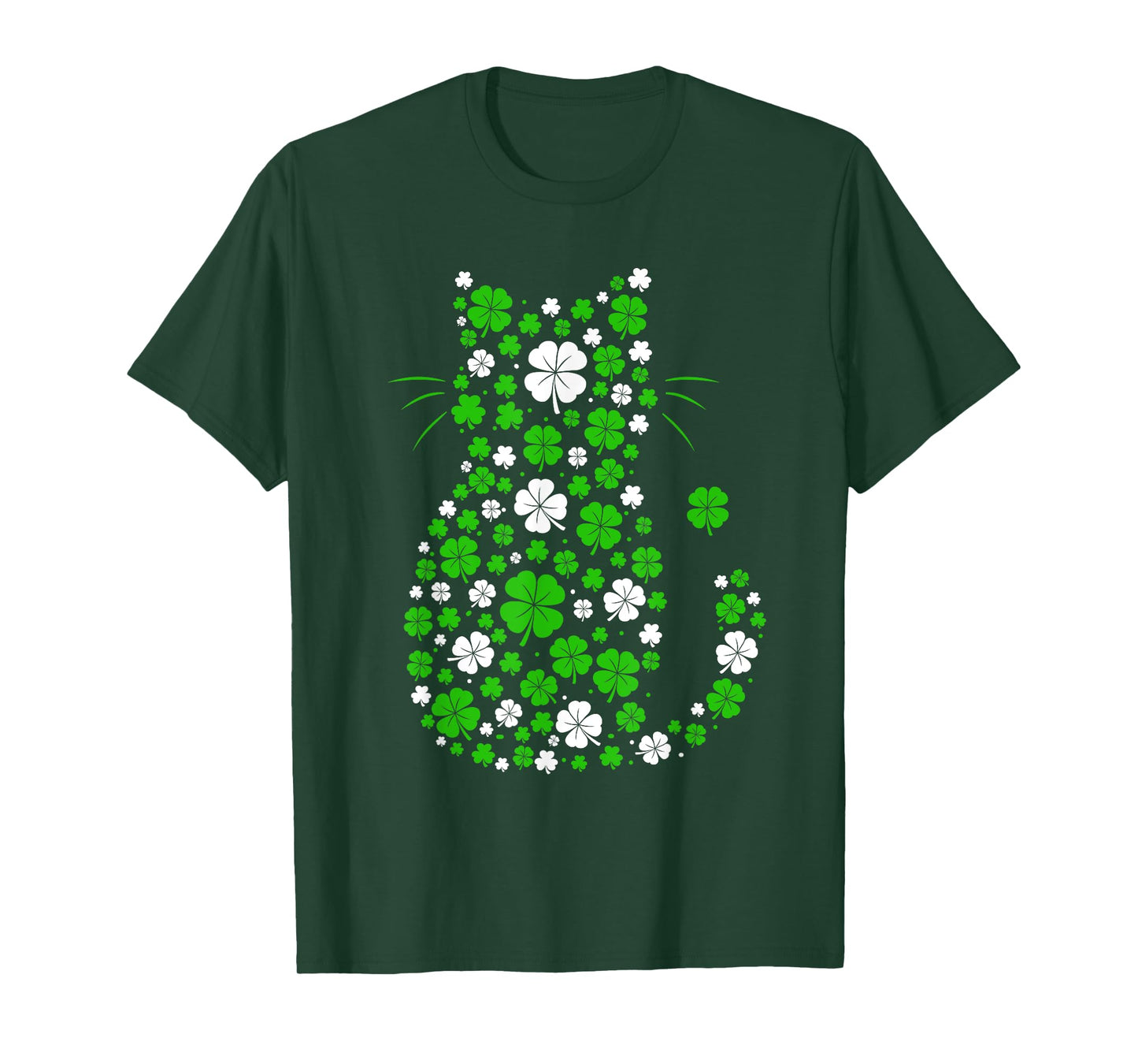 Irish Green Shamrock Lucky Clover St Patricks Day Cat Lover T-Shirt for Men Women Kids