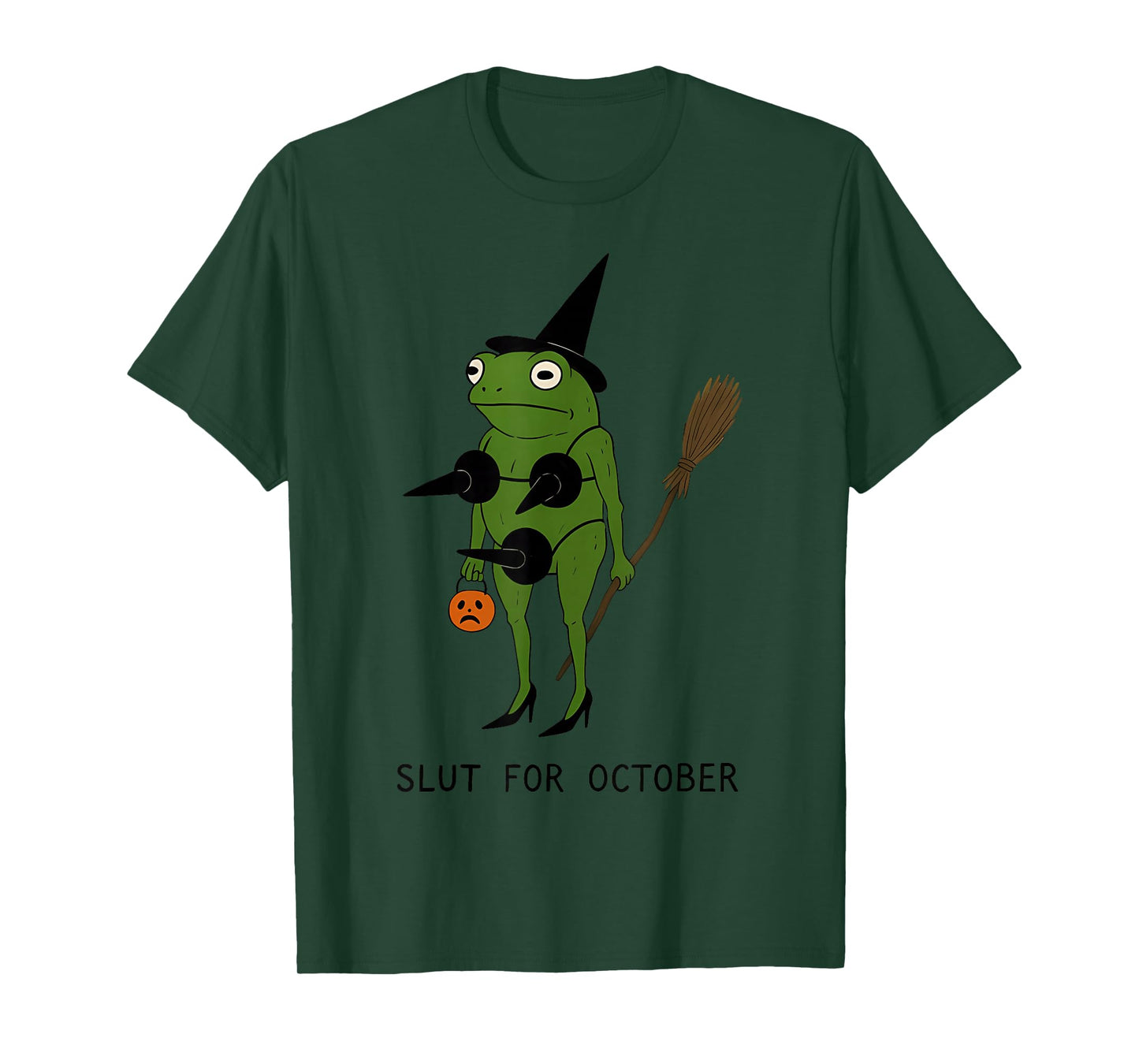 Slut for October Funny Halloween Witch Frog T-Shirt