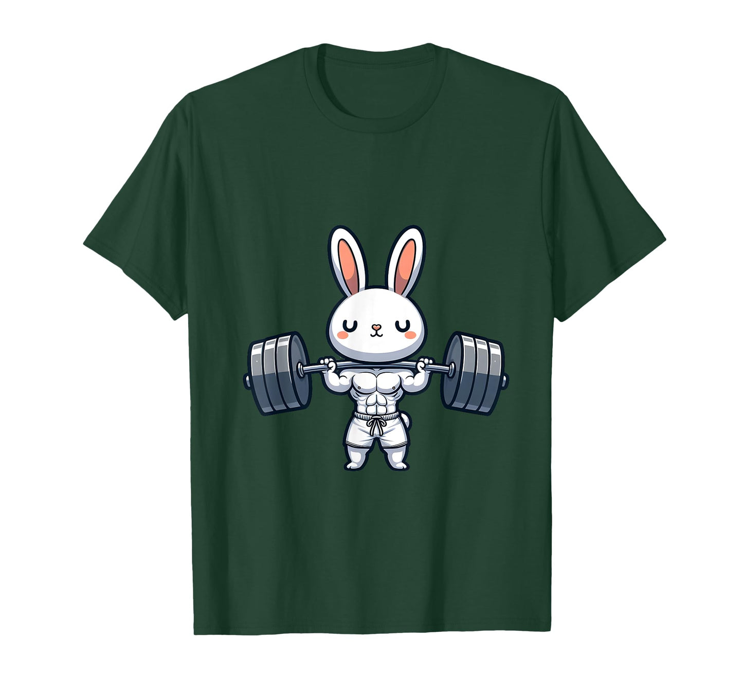Cute Kawaii Muscular Rabbit Weightlifting Funny T-Shirt