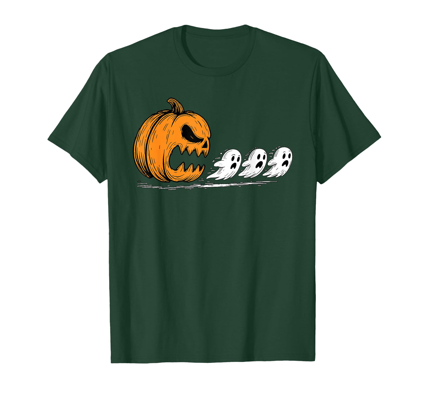 Pumpkin Chasing Ghosts Funny Spooky Halloween Costume T-Shirt