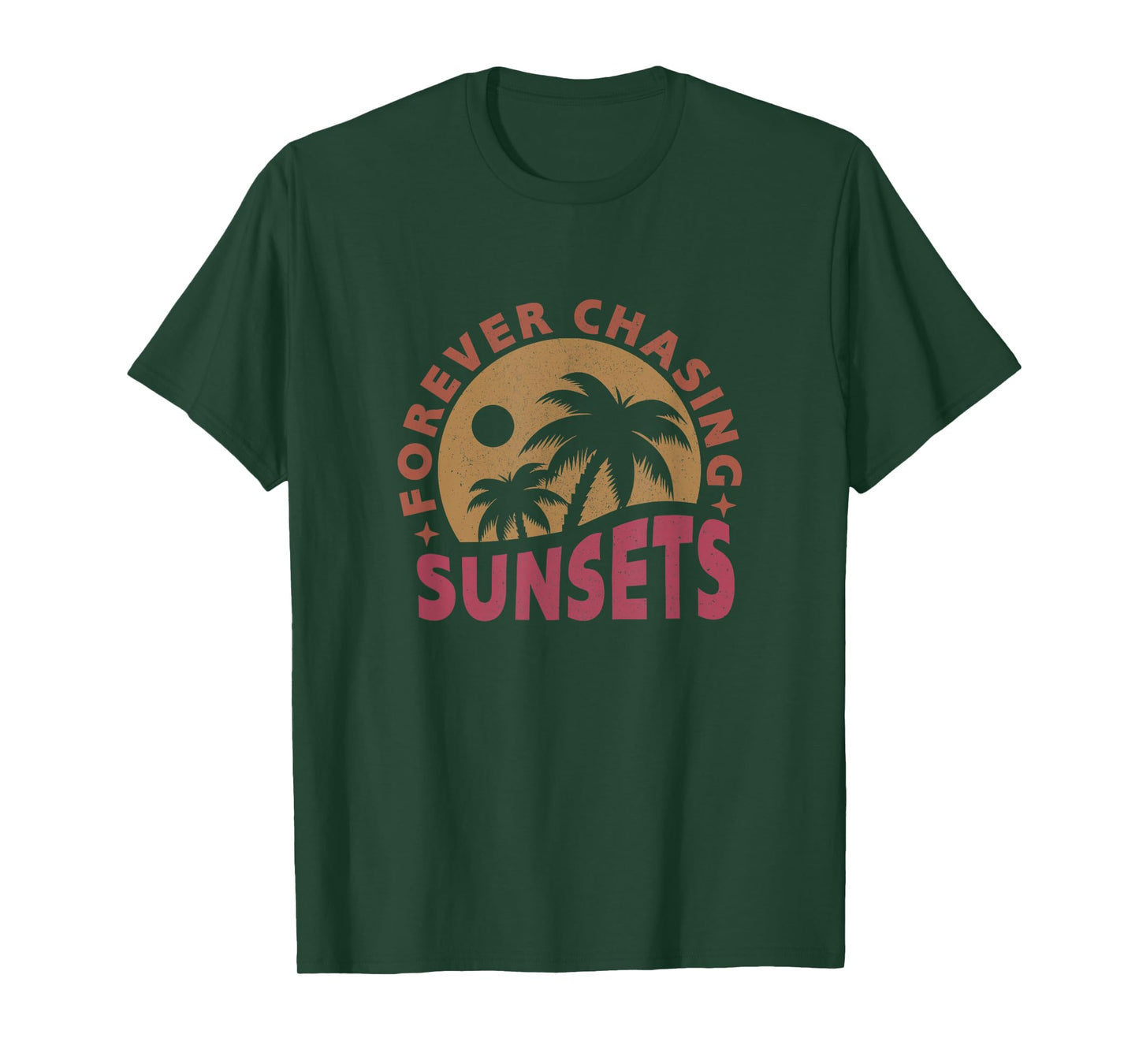 Retro Vintage Forever Chasing Sunsets Summer Vacation T-Shirt for Men Women