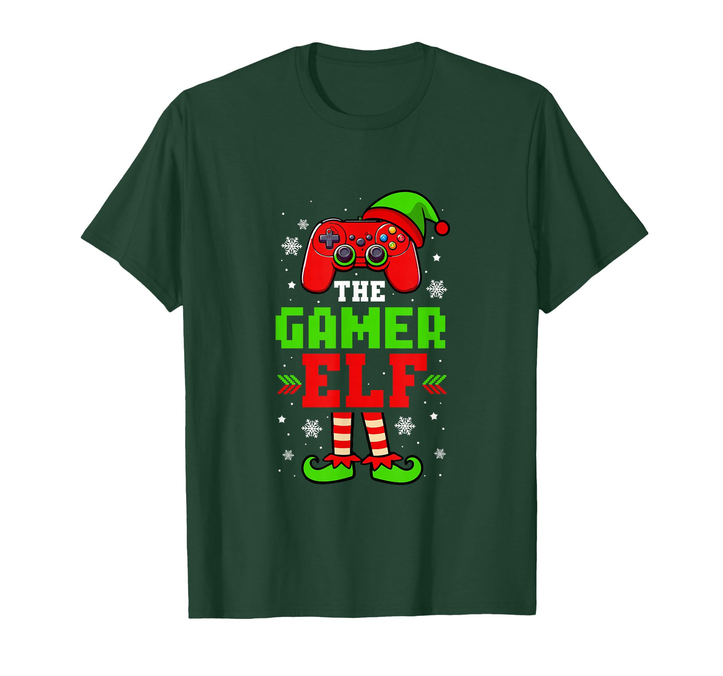 Gamer Elf Christmas Costume Game Controller Gamer Lover Kids T-Shirt