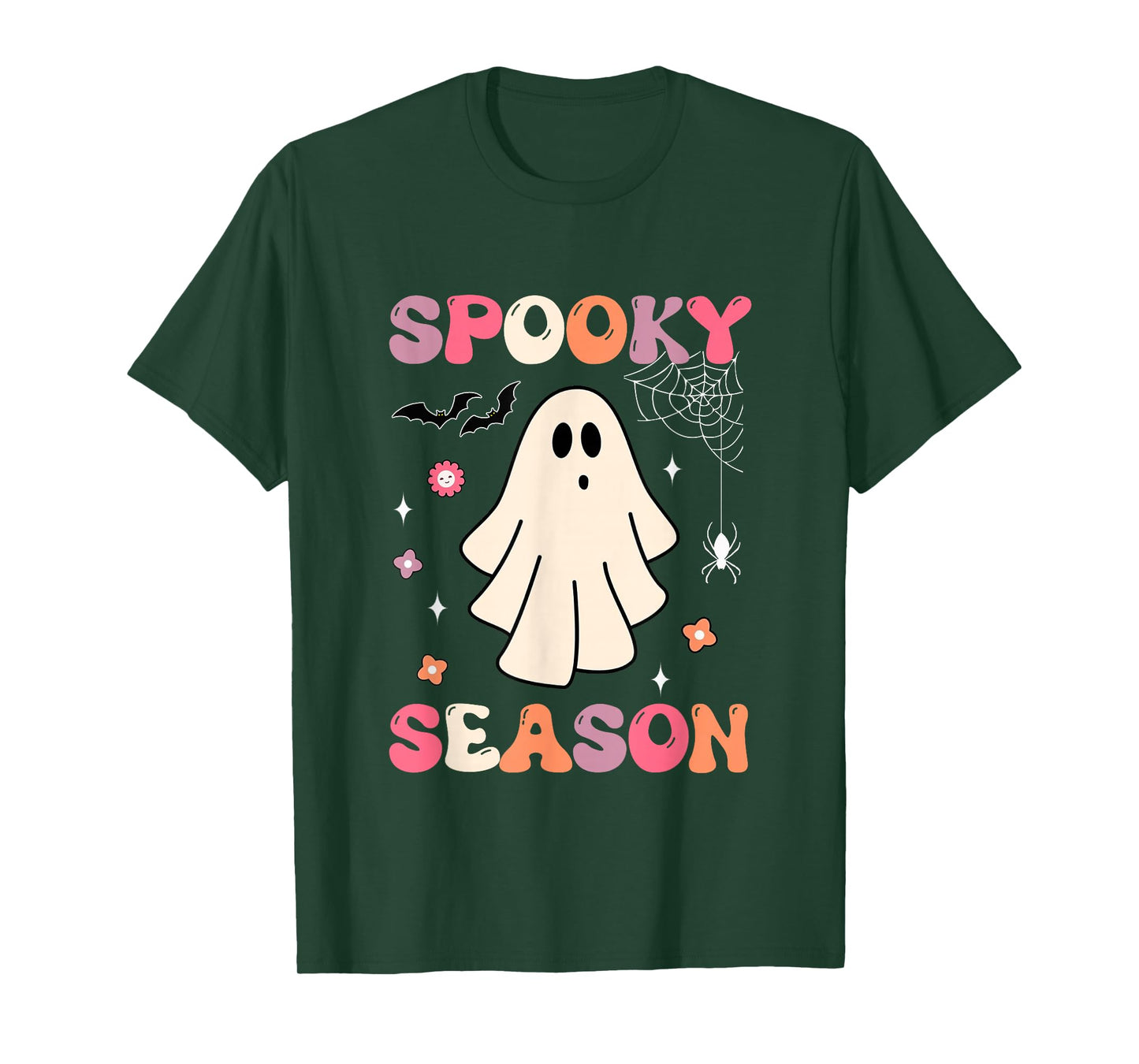 Retro Groovy Halloween Funny Cute Ghost Spooky Season T-Shirt