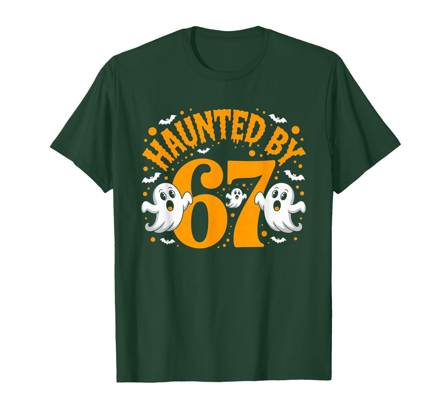 Haunted by 6-7 Halloween Ghosts Witch and Spiders Design T-Shirt