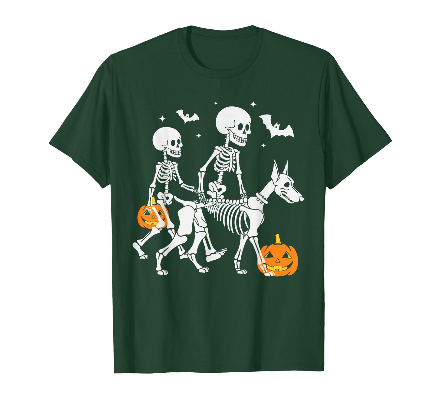 Halloween Skeleton Walking Doberman Dog T-Shirt