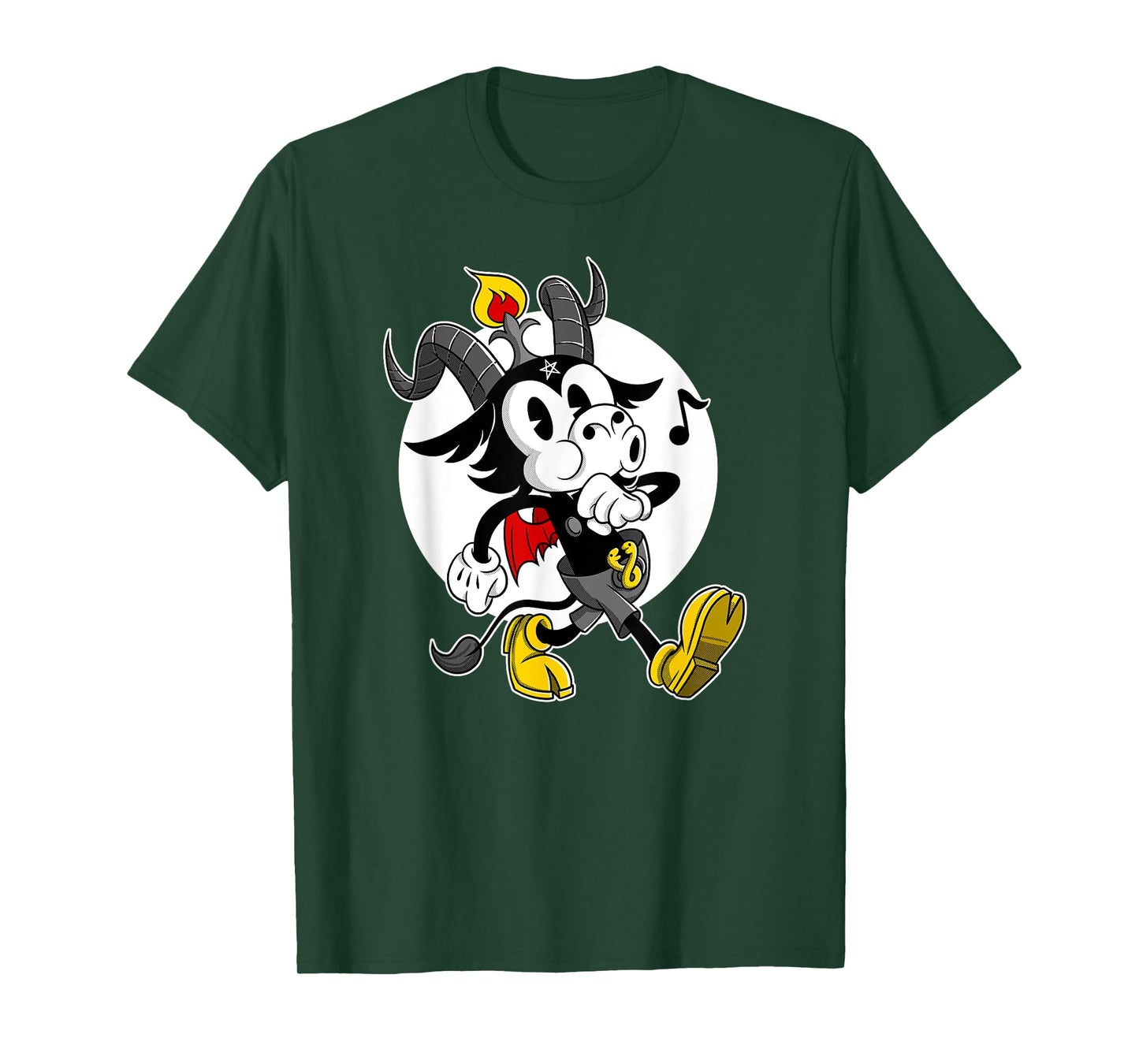 Atheist Satan Cute Baphomet goat whistling old Cartoon T-Shirt