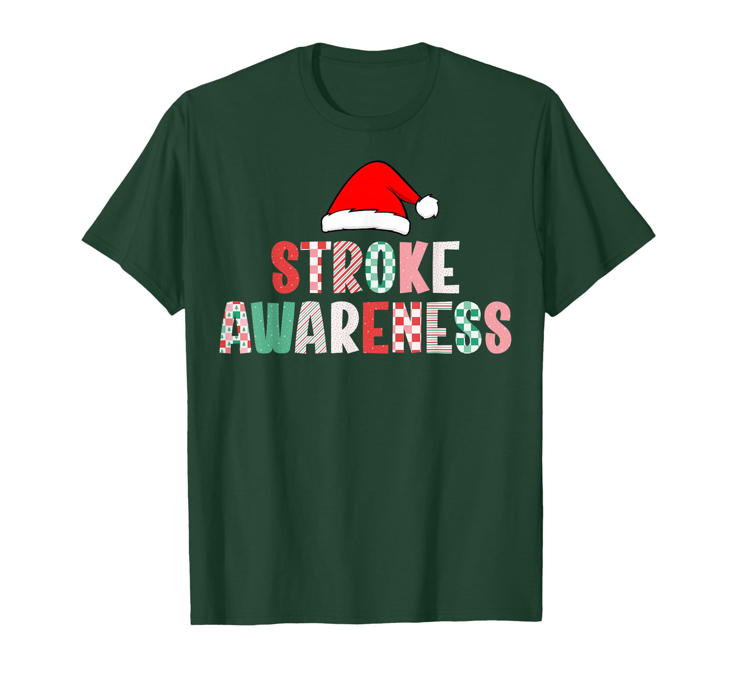 Stroke Awareness Santa Hat Stroke Survivor Christmas T-Shirt