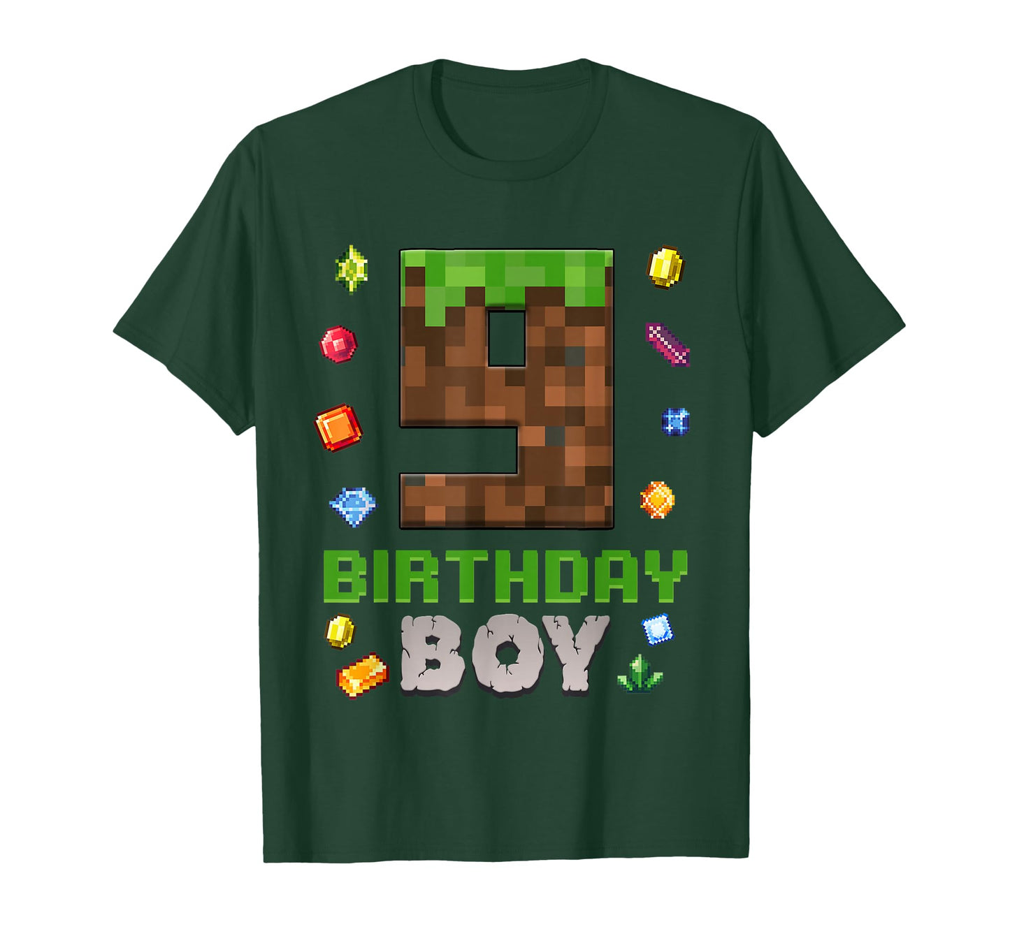 9th Birthday 9 Years Old Video Gamer Pixel Birthday Boys T-Shirt