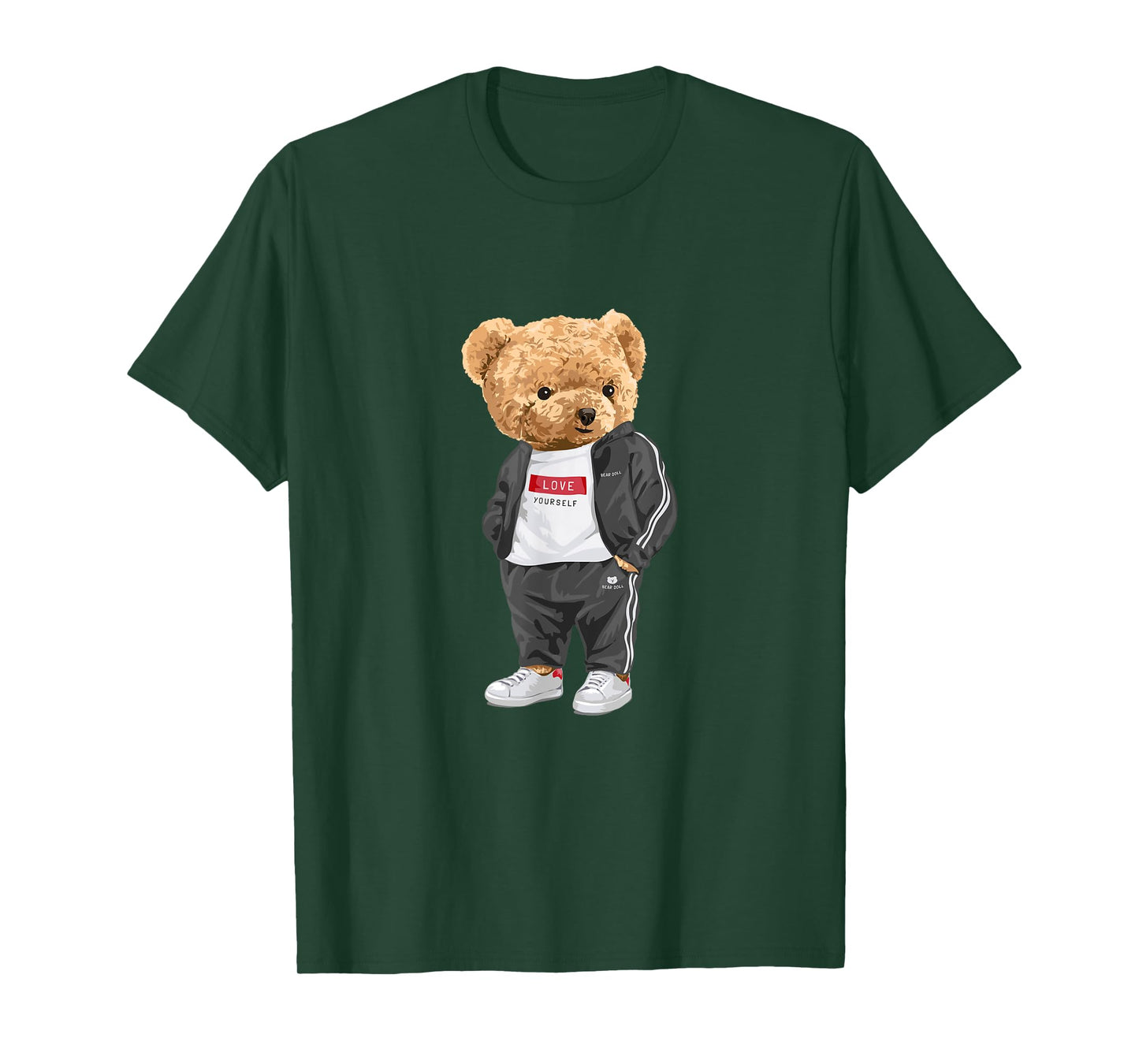Love Yourself, Enjoy Wear Cool Illustration Teddy Bear Style T-Shirt