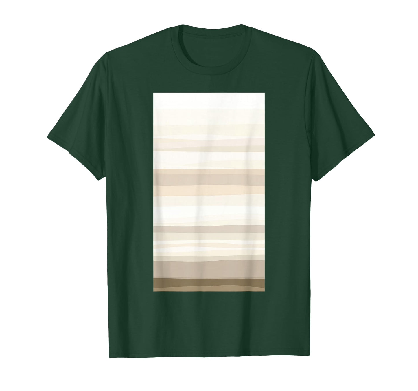 Beige Tan Horizontal Stripes Pattern Minimalist T-Shirt