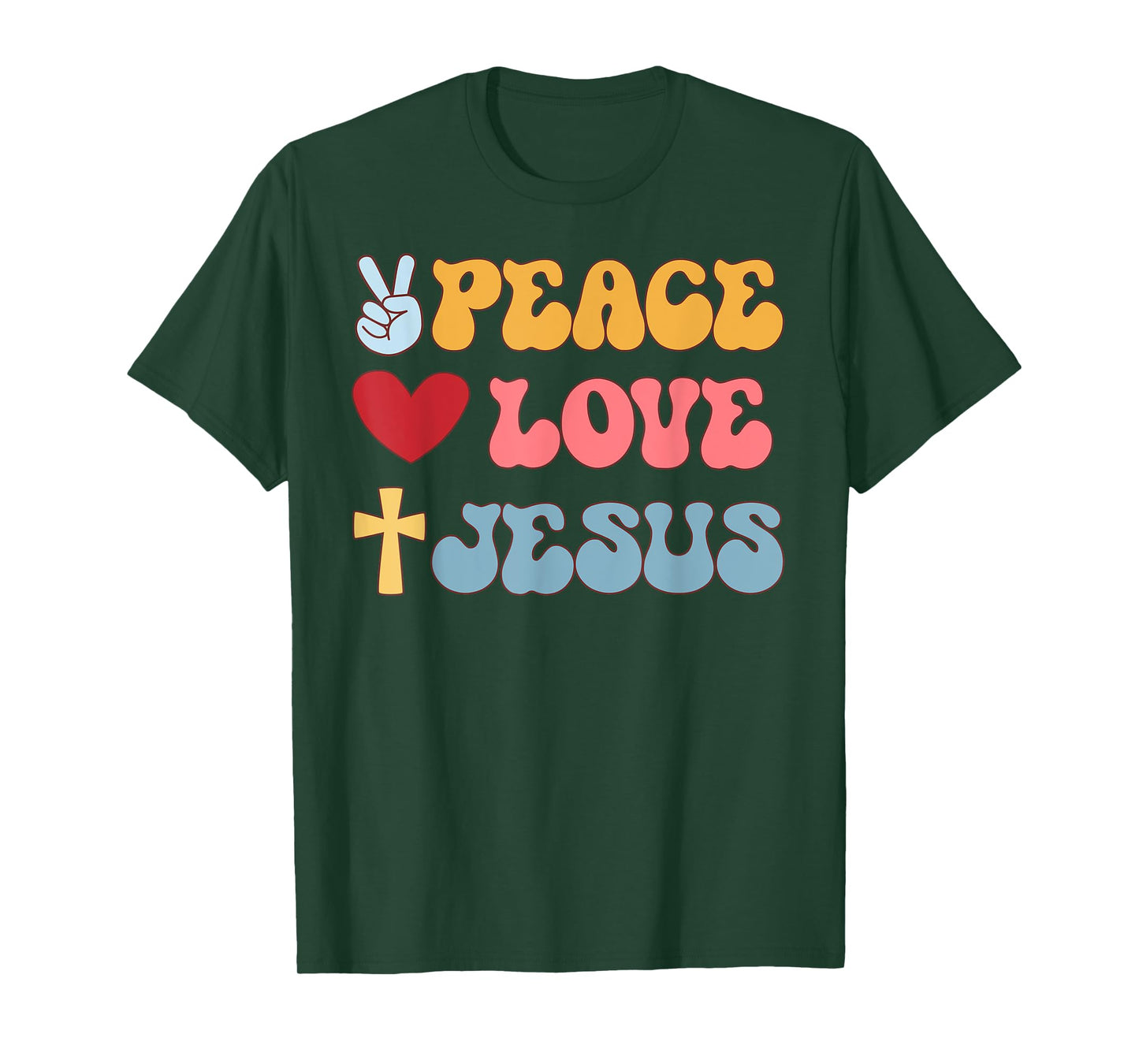 Groovy Peace Love Jesus Christian 70's Hippie T-Shirt
