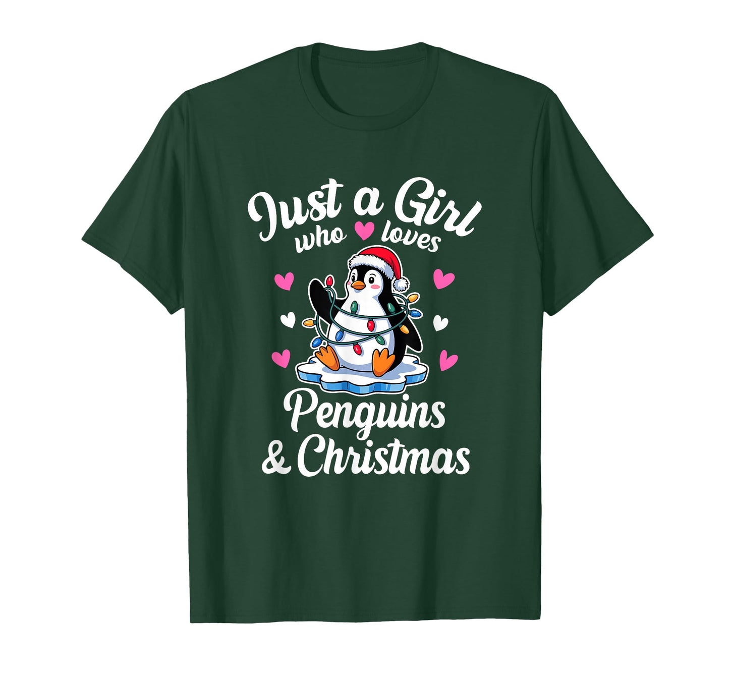 Just a Girl Who Loves Penguins and Christmas Lights T-Shirt