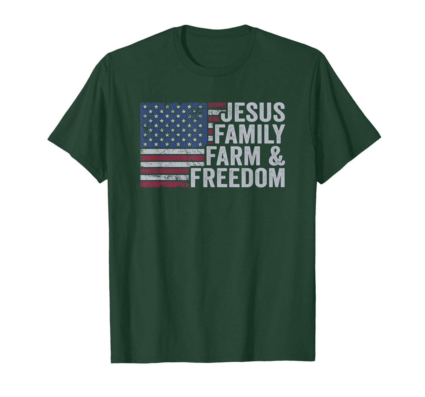 Jesus Family Farm & Freedom Patriotic Christian Farmer USA T-Shirt