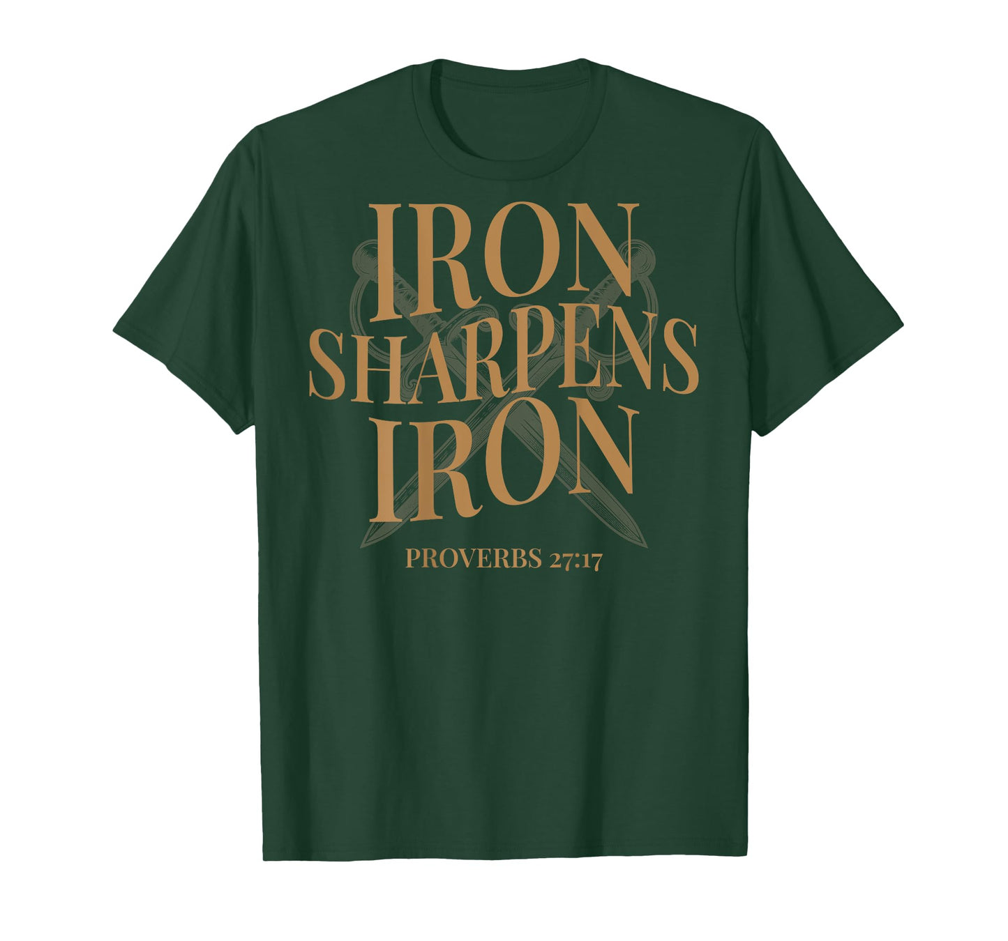 (ON BACK) Iron Sharpens Iron Bible Verses Christian Gym Mens T-Shirt