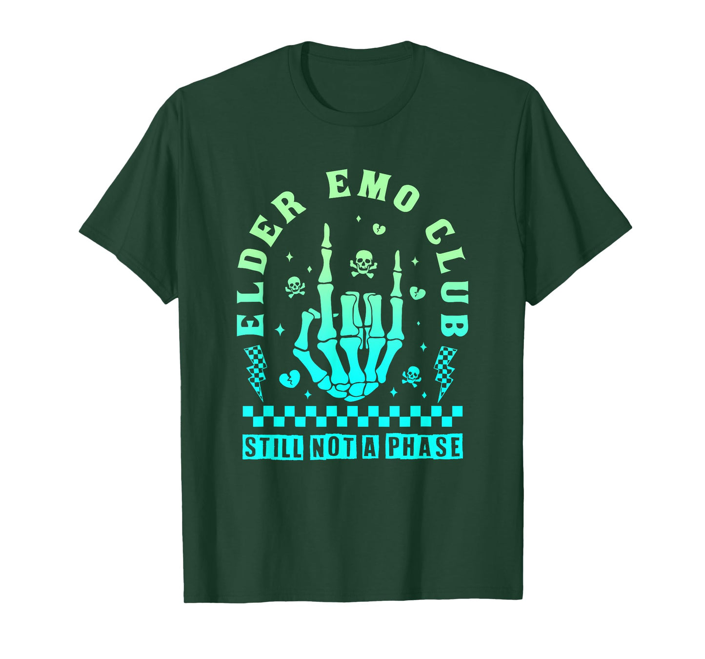 Elder Emo Club Still Not A Phase Skeleton Hand Rock Gradient T-Shirt