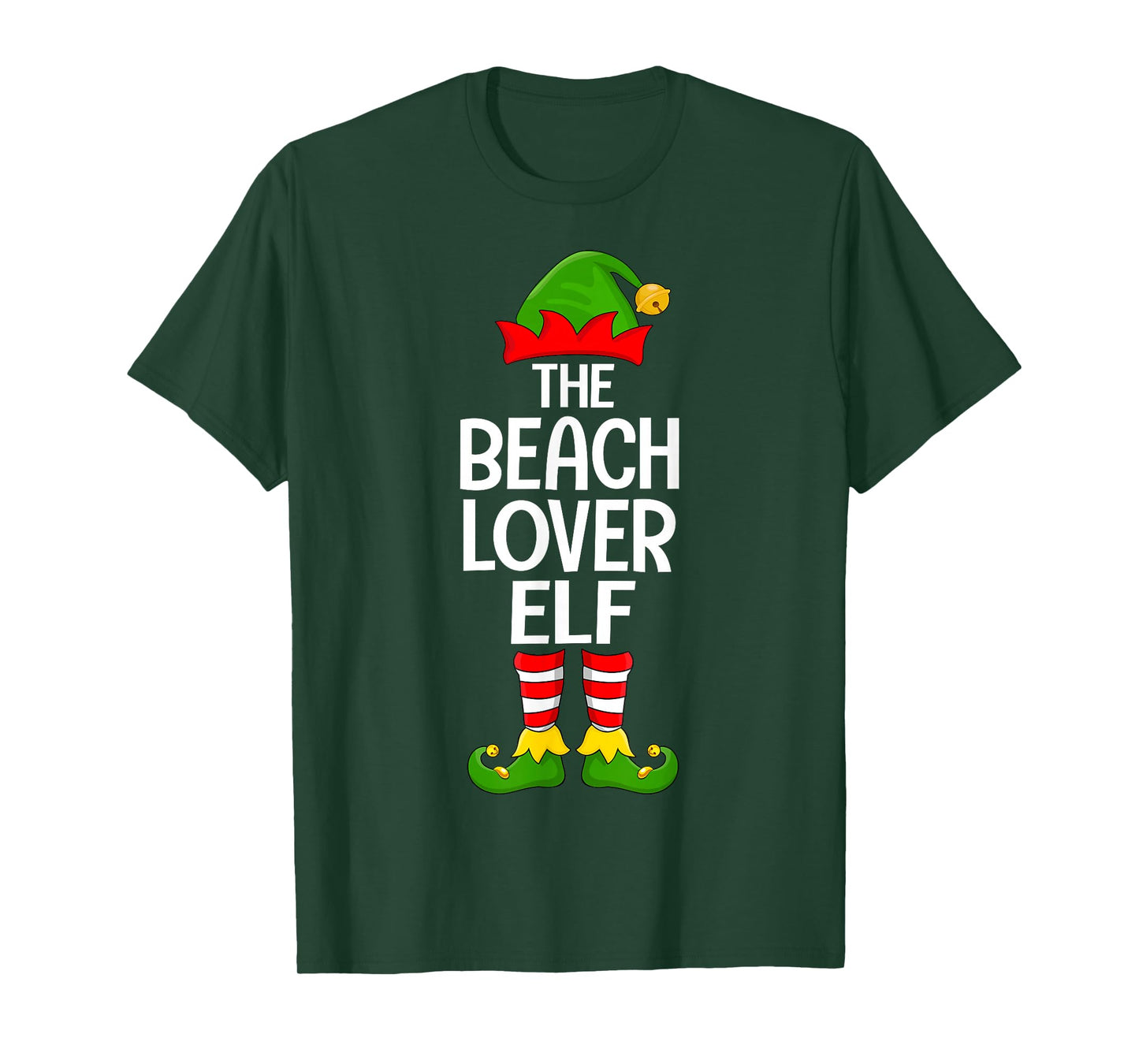Beach Lover Elf Xmas Matching Family Elf Squad Christmas T-Shirt