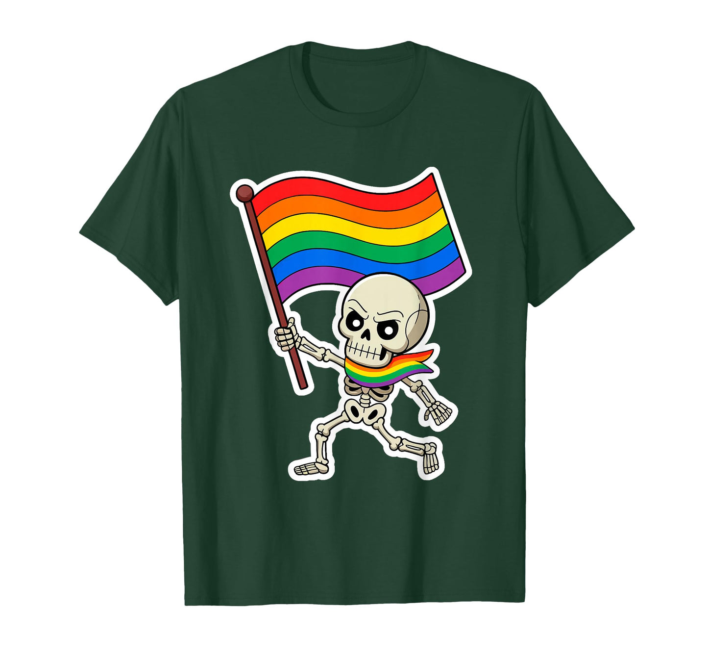 Skeleton LGBT-Q Pride Flag Lazy Halloween Costume Gay Ally T-Shirt
