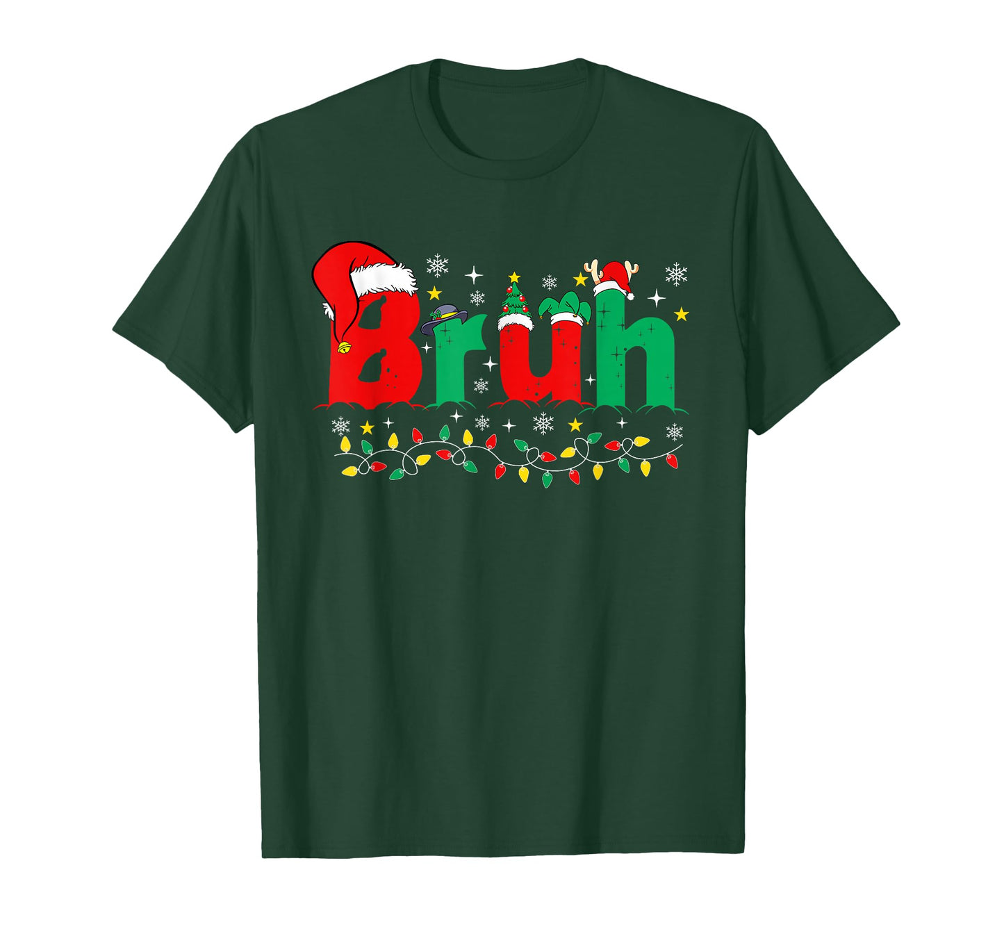 Bruh Funny Christmas Red Plaid Teens Boys Kids Xmas Pajamas T-Shirt