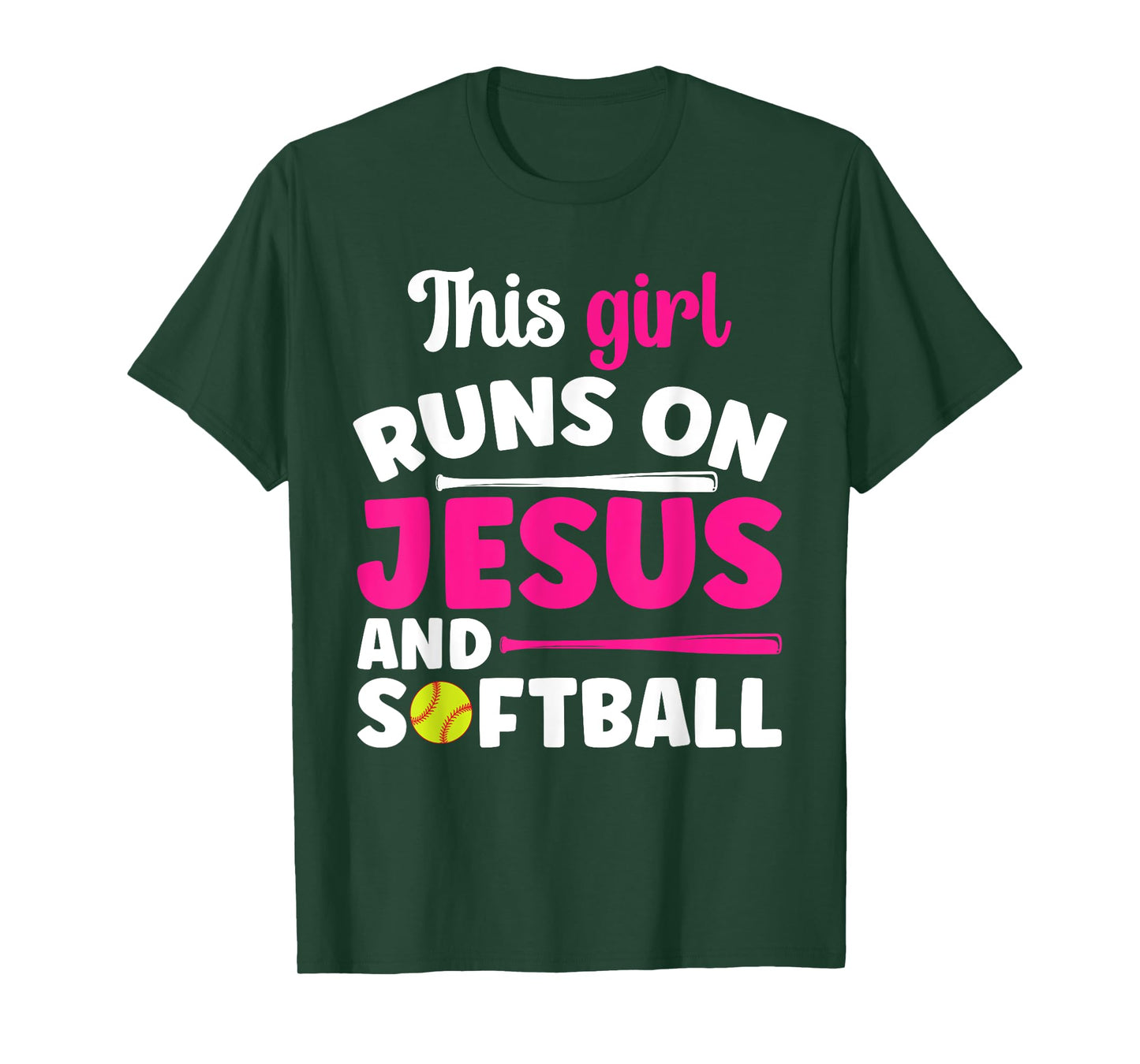 This Girl Runs On Jesus And Softball Christian Athlete T-Shirt