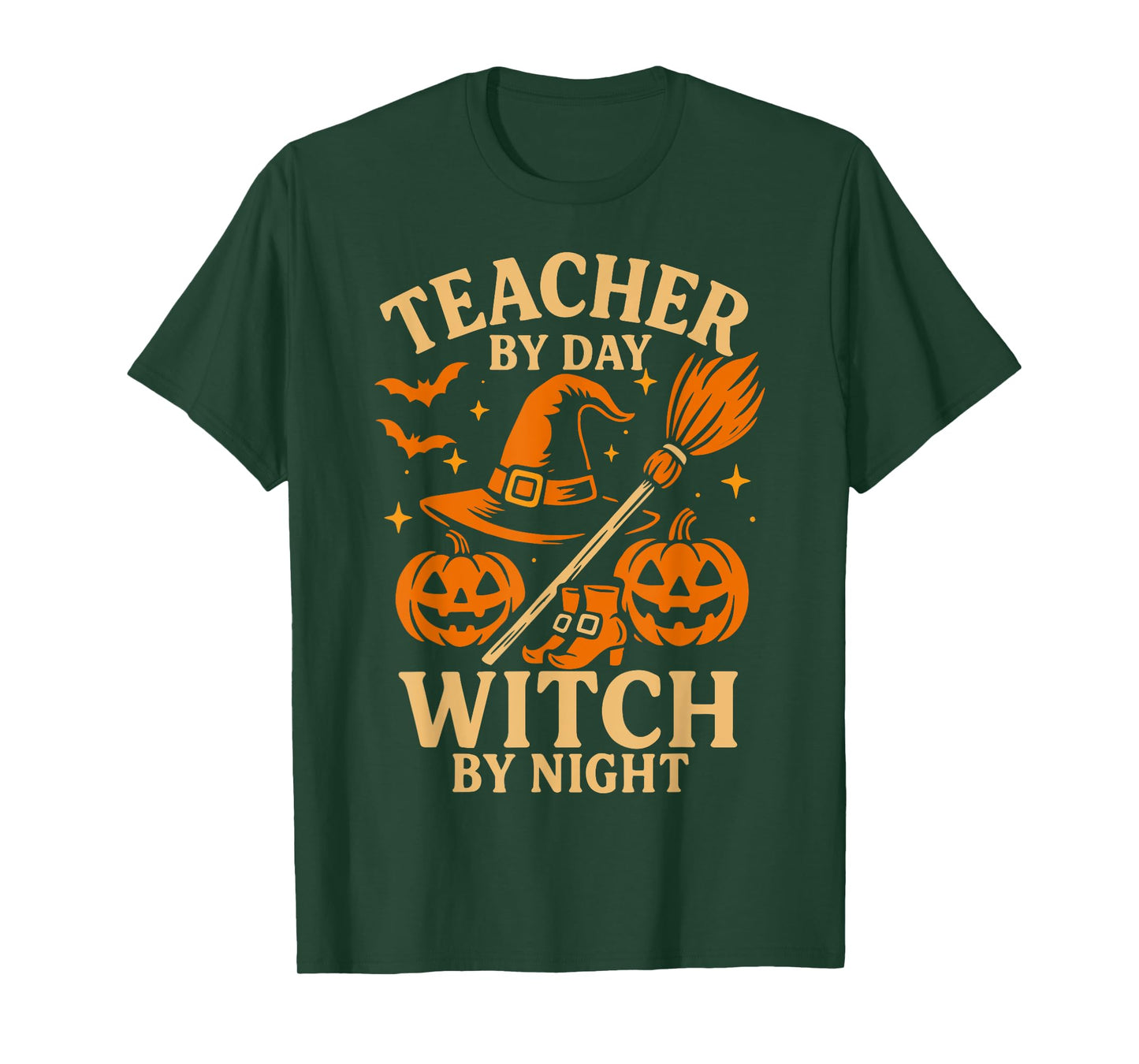 Teacher by Day Witch by Night Funny Halloween Teacher Witch T-Shirt