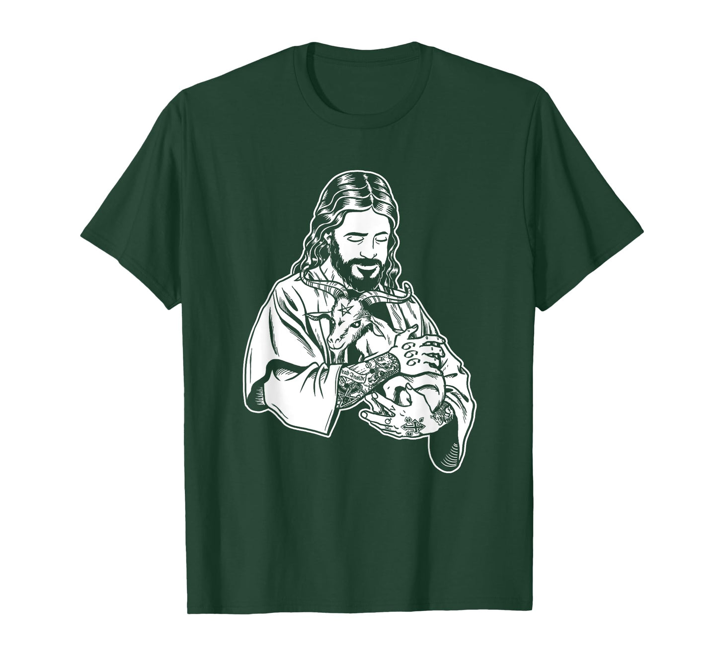 Blackcraft Jesus Loves Satan Baphomet goat T-Shirt Atheist T-Shirt