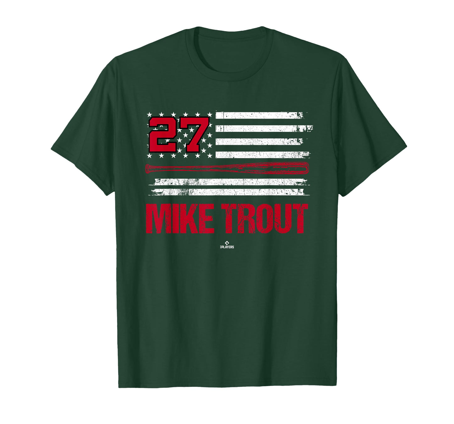 USA Flag Bat Mike Trout Los Angeles Baseball MLBPA T-Shirt