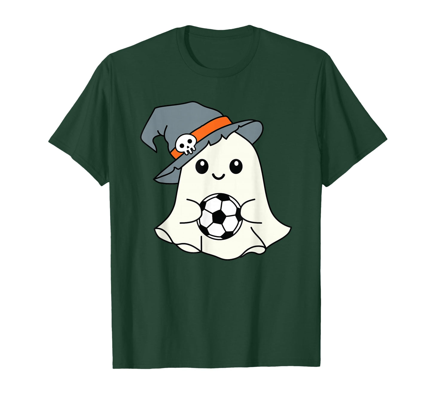 Cute Ghost Soccer Bro Witch Hat Funny Football Halloween T-Shirt