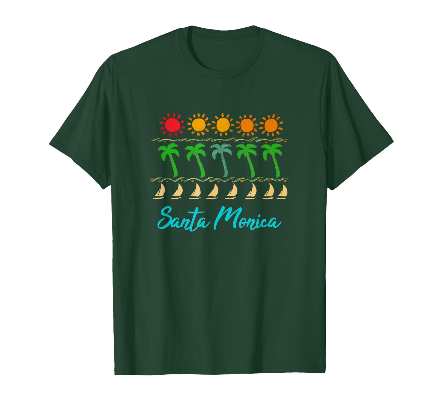 Santa Monica California Souvenirs Tropical Beach Graphic T-Shirt