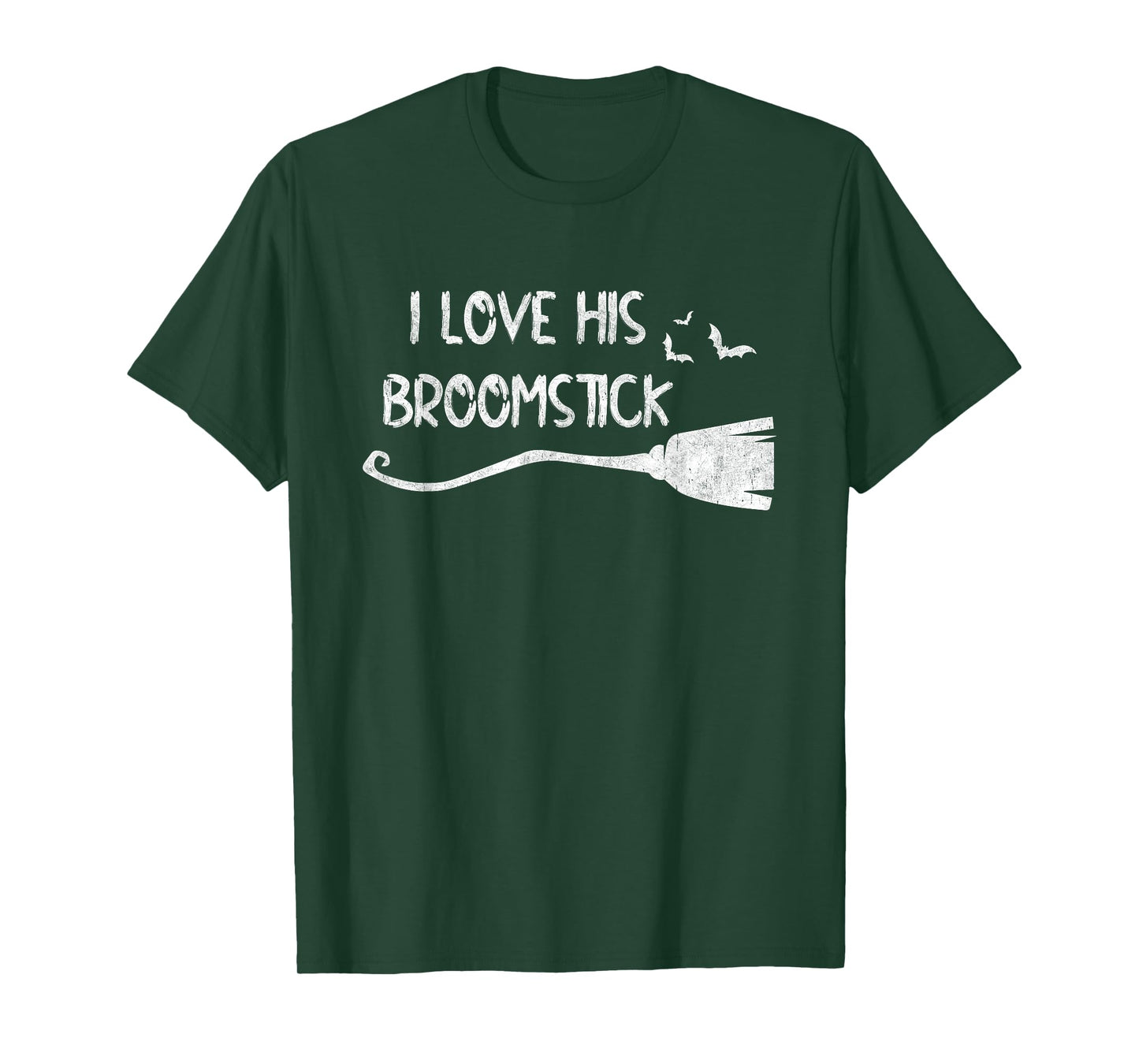 I Love His Broomstick Funny Halloween Witch Couple Matching T-Shirt