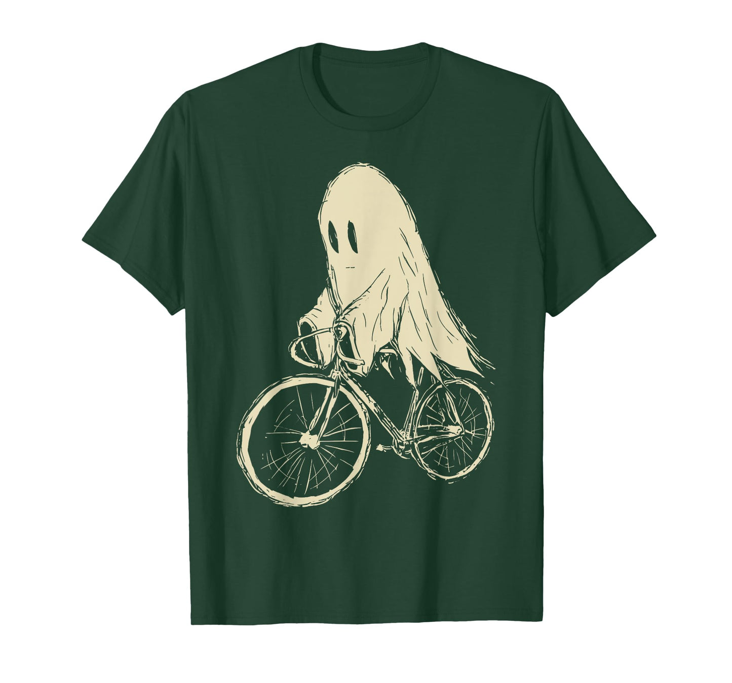 Vintage Ghost Riding Bicycle Cycing Biking Halloween T-Shirt