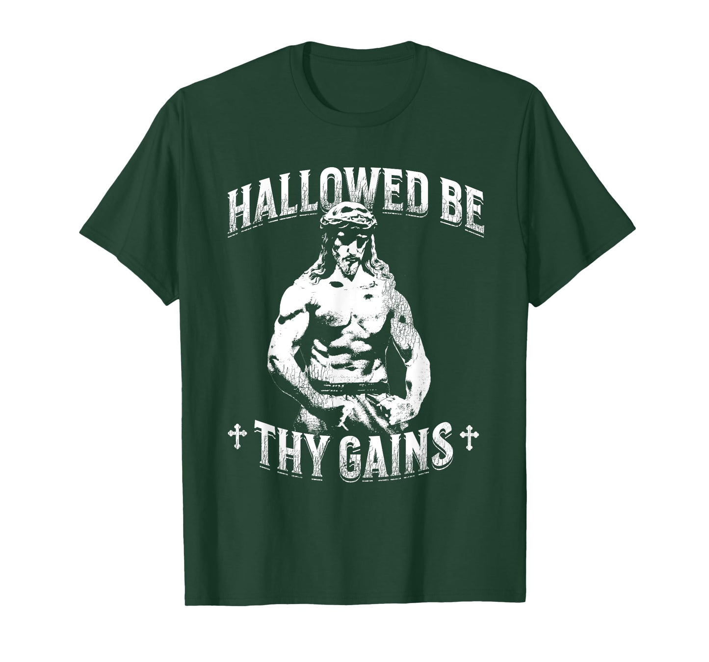 Funny Hallowed Be Thy Gains Fitness Vintage Jesus T-Shirt