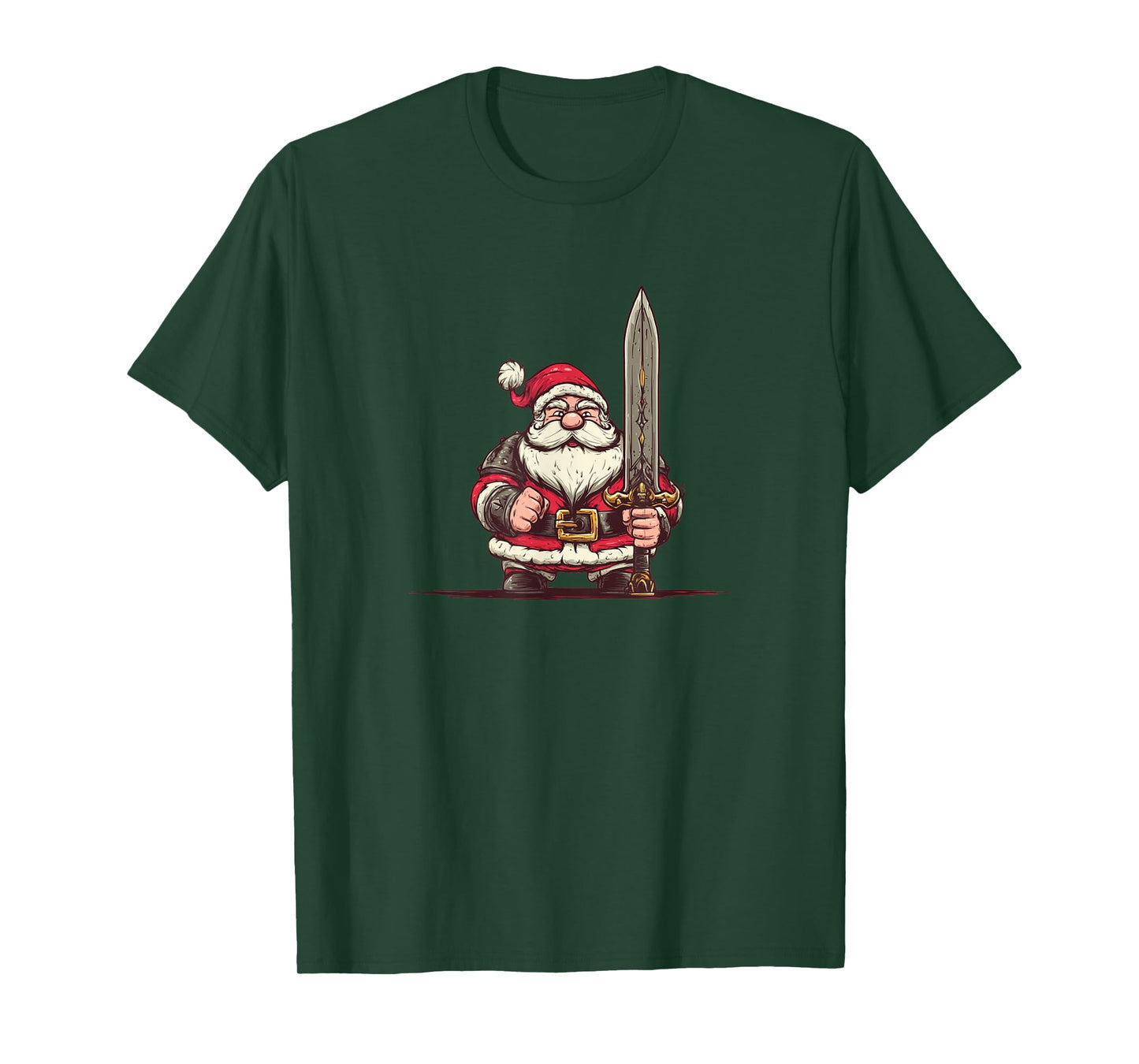 Cool Santa Claus with Fantasy Sword Costume for Xmas T-Shirt