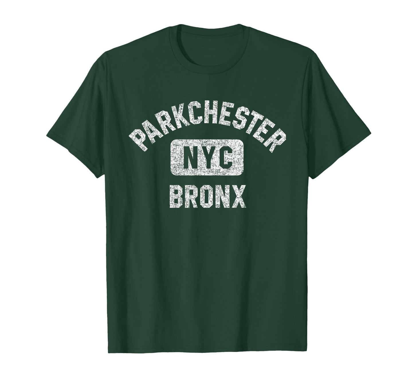 Parkchester Bronx NYC Gym Style Distressed White Print T-Shirt